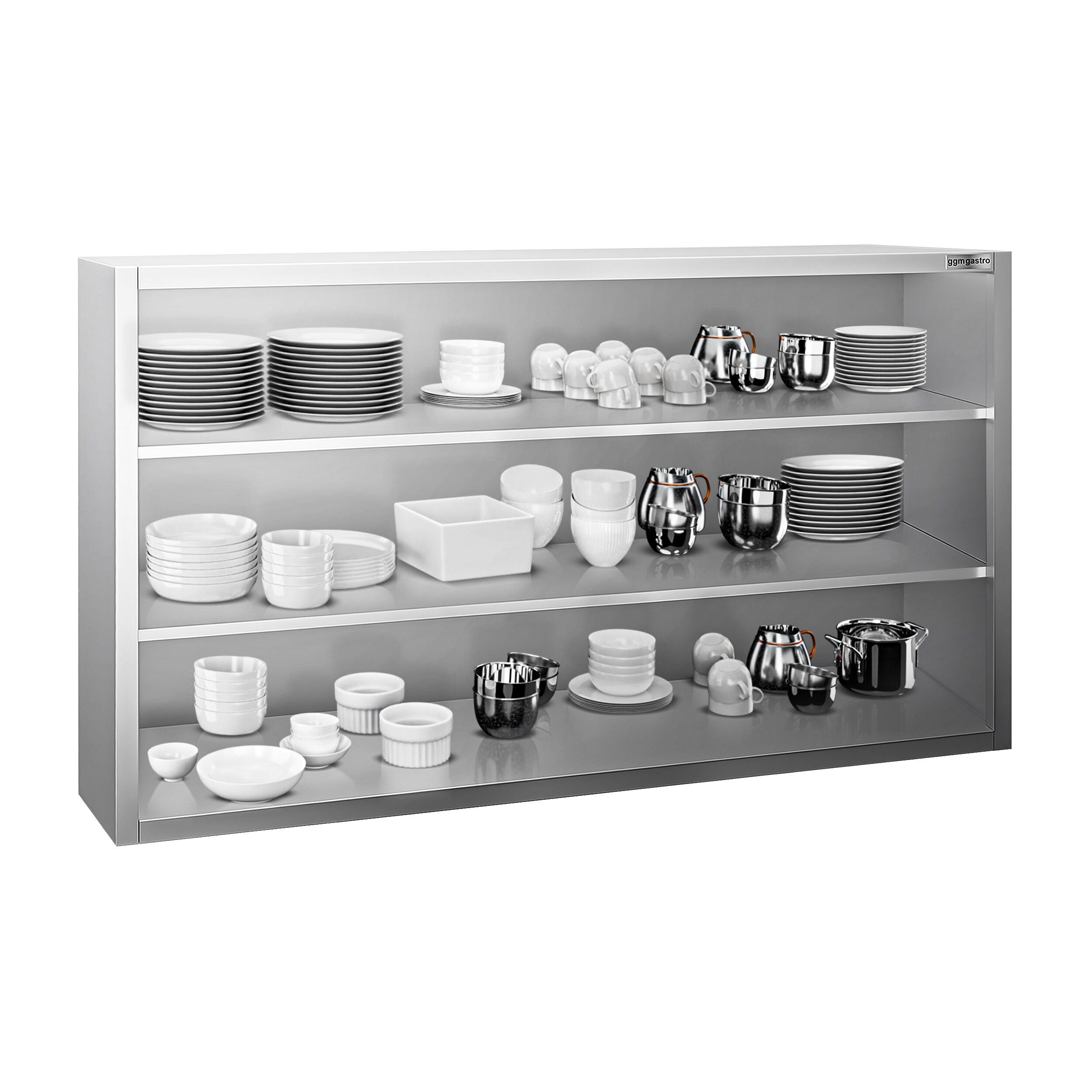 Edelstahl Wandhängeschrank PREMIUM - 1600x400mm - ohne Schiebetür - 1000mm hoch