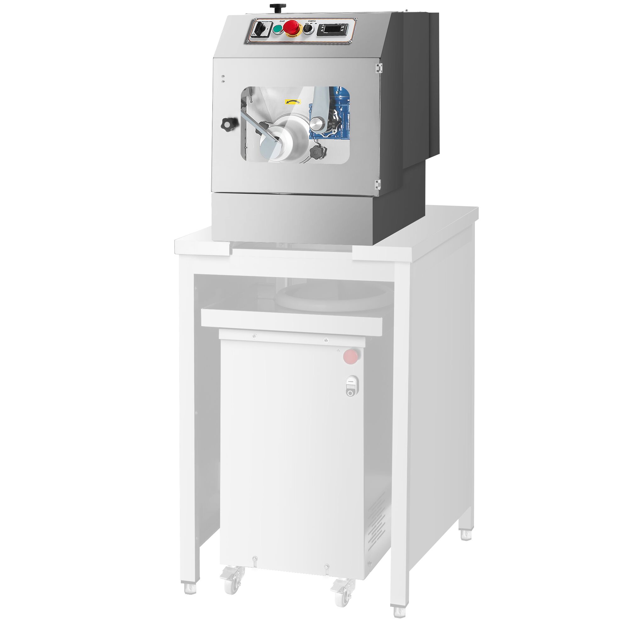 Manuell degdelare - Effekt: 0,93 kW - Degvikt: ~50–800 g (4×200 g) - Degkapacitet: 30 kg - max. 340 st/h
