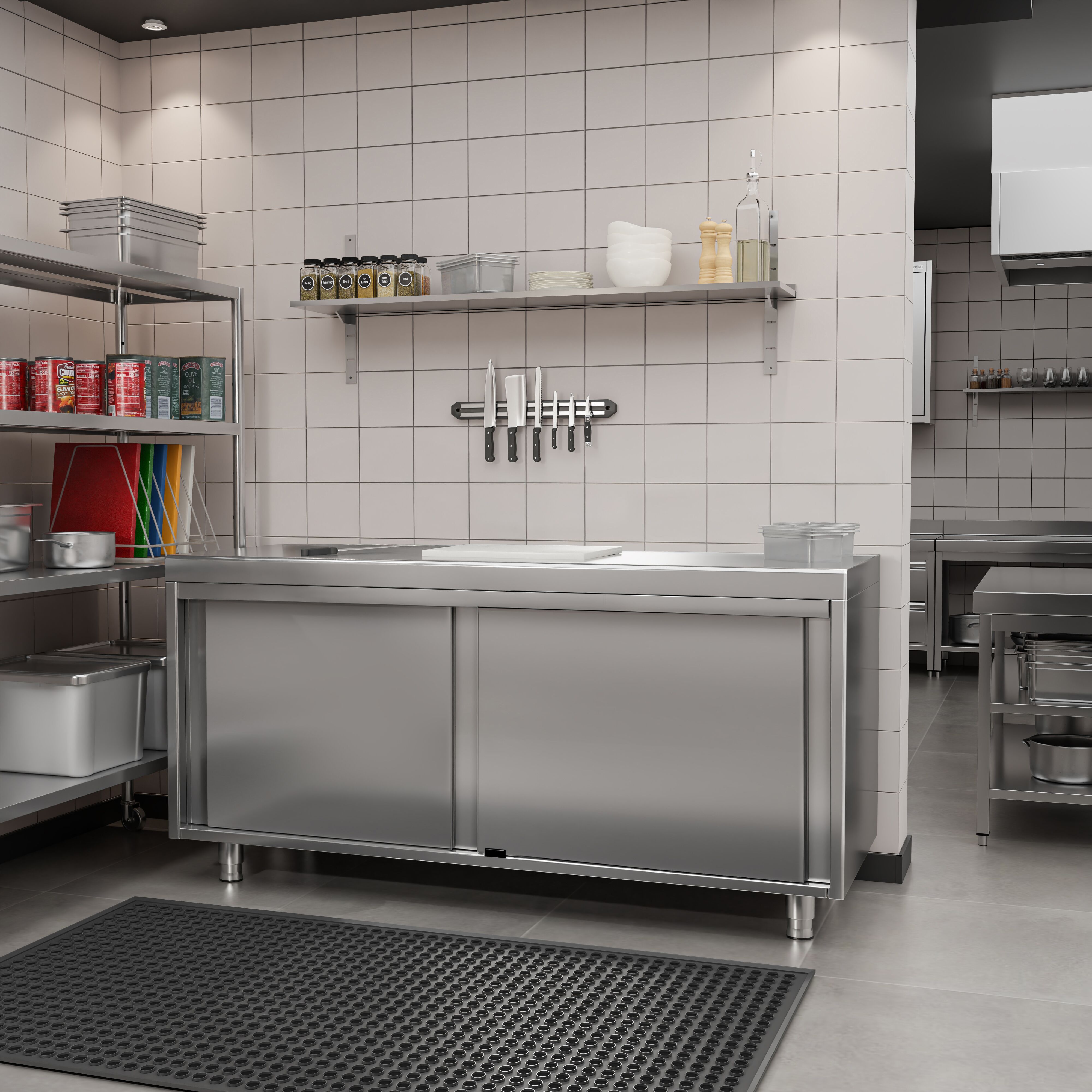 Stainless Steel Floor Cupboard PREMIUM - 2000x600mm - with Sliding Doors