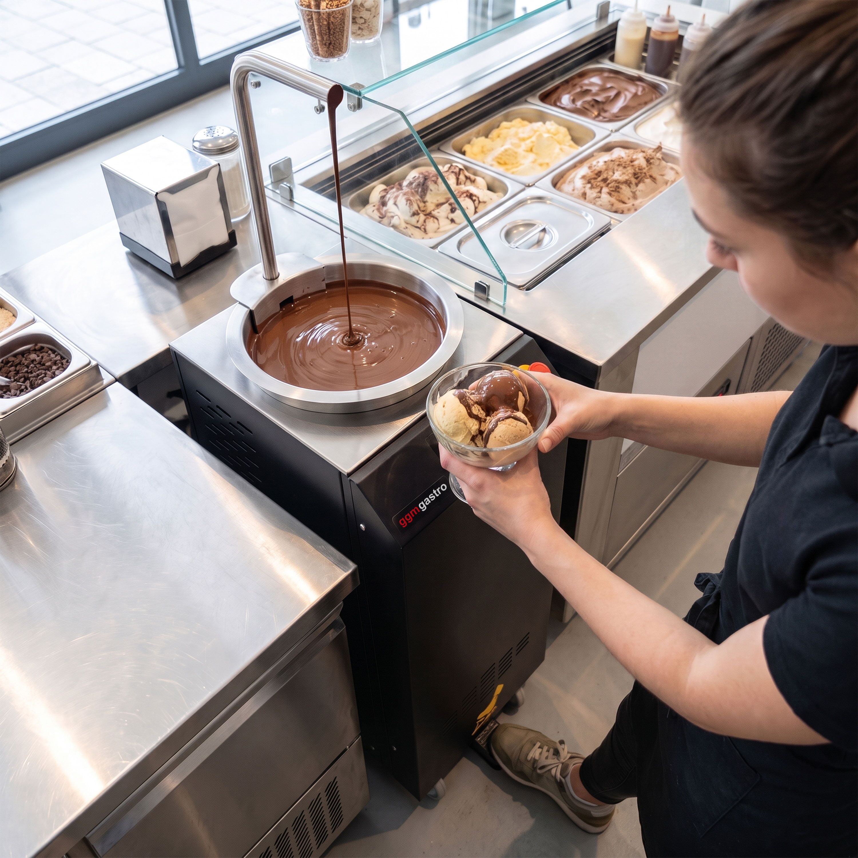Handmatige chocoladedispenser – met voetpedaal – 11 kg – digitaal