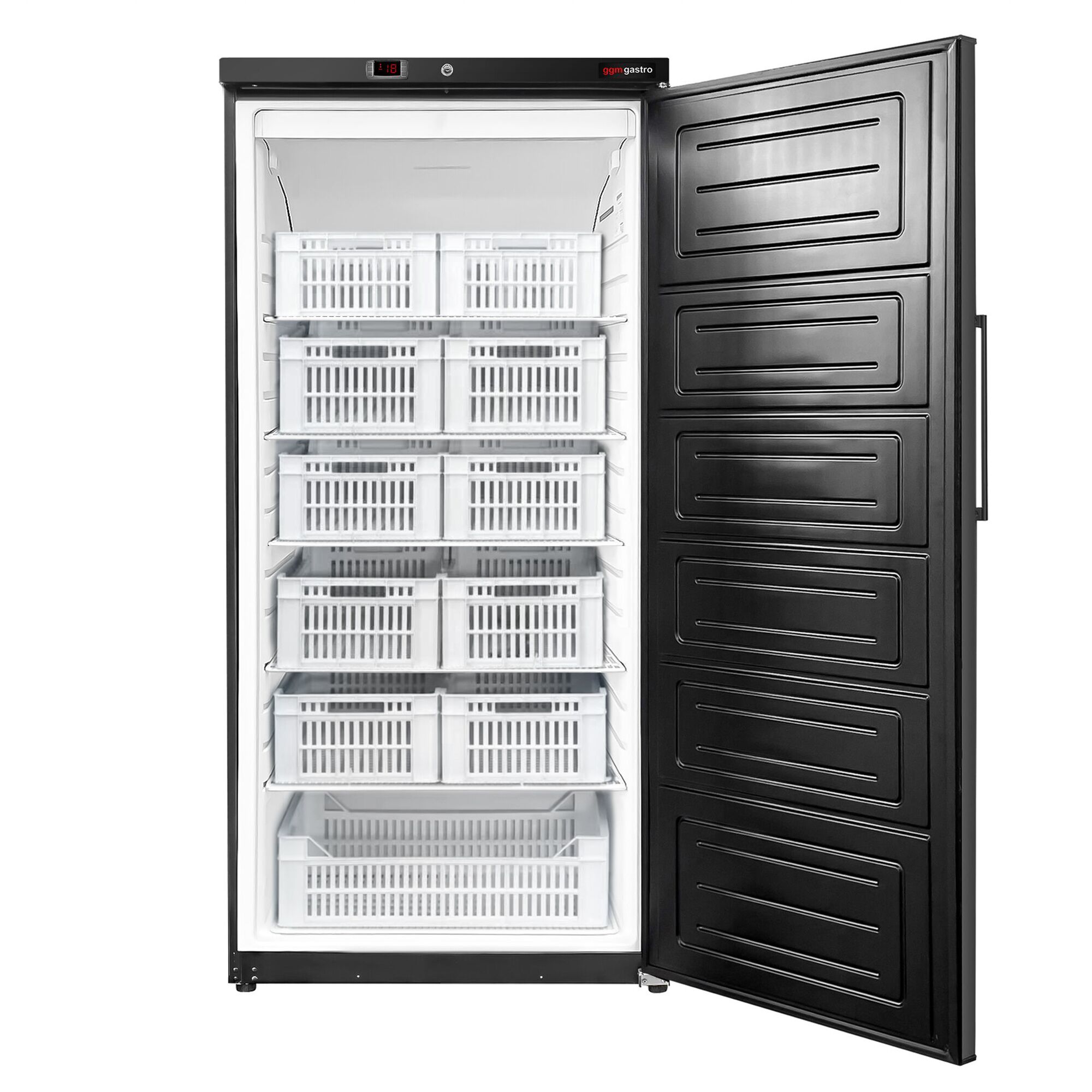 Congélateur de stockage ECO – 600 litres – avec 1 porte et 11 paniers – intérieur de la porte en plastique – Noir