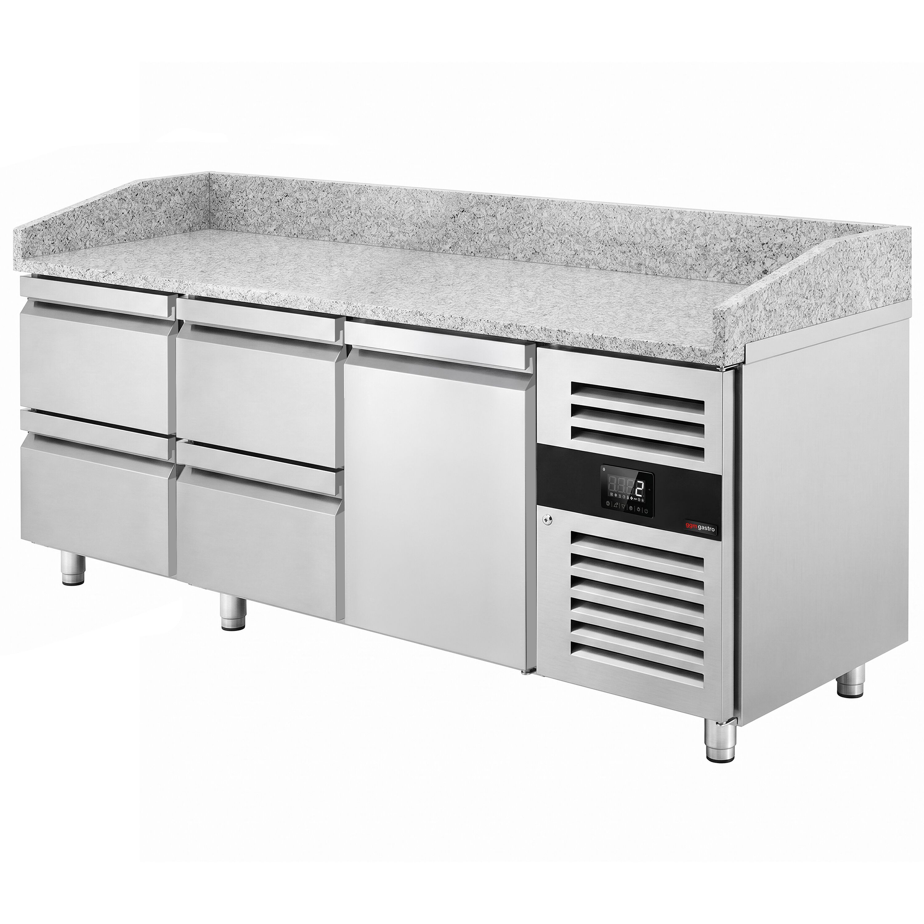 ECO pizza-hűtőpult – 2000x800 mm – 1 ajtóval és 4 fiókkal