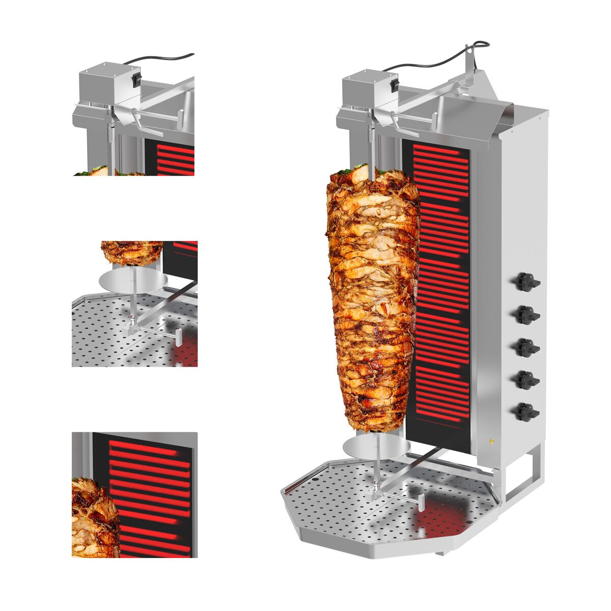 El Kebabgrill - 9 kW - max. 80 kg - inkl. 2 flügeldörrar