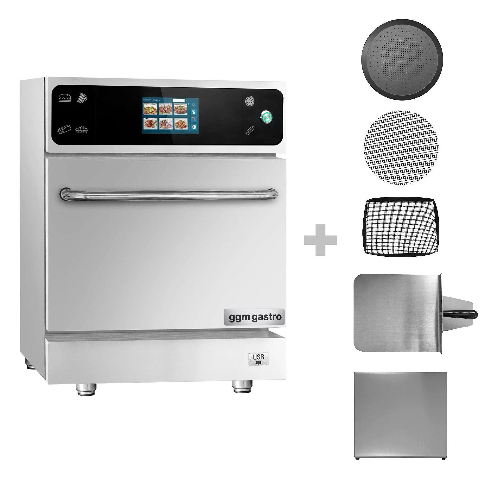 Speedofen - 3,5 kW - Edelstahl - inkl. Pizzablech, Korb, Antihaft-Blech | 80% schnelleres Garen