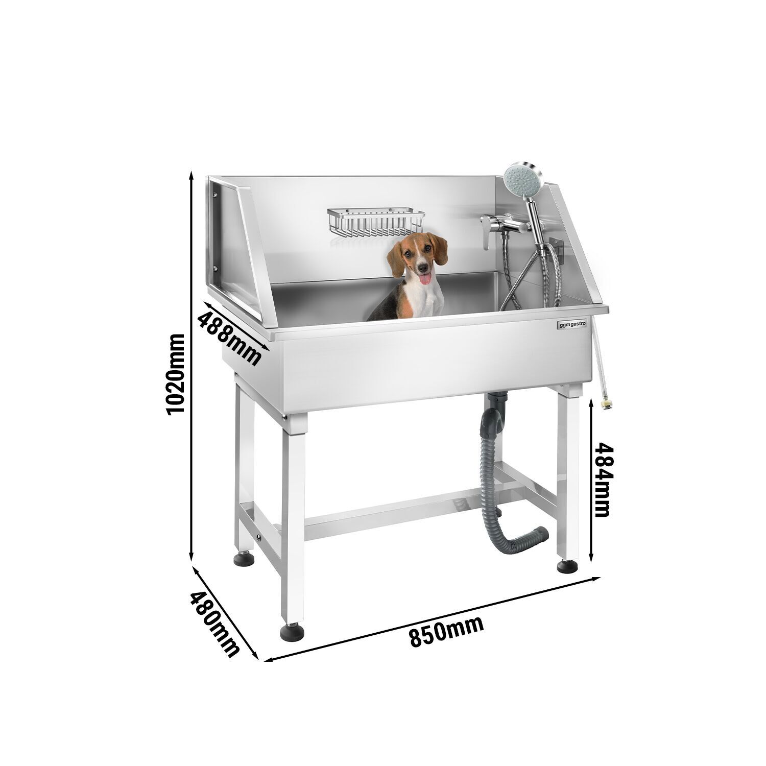 Baignoire pour chien - douchette de plonge & tapis antidérapant