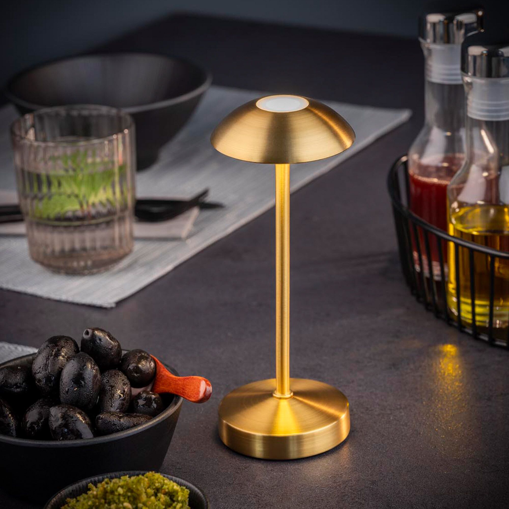 (4 pièces) Lampe de table – ALVA – dimmable en 3 niveaux – Ø 80 mm – Or