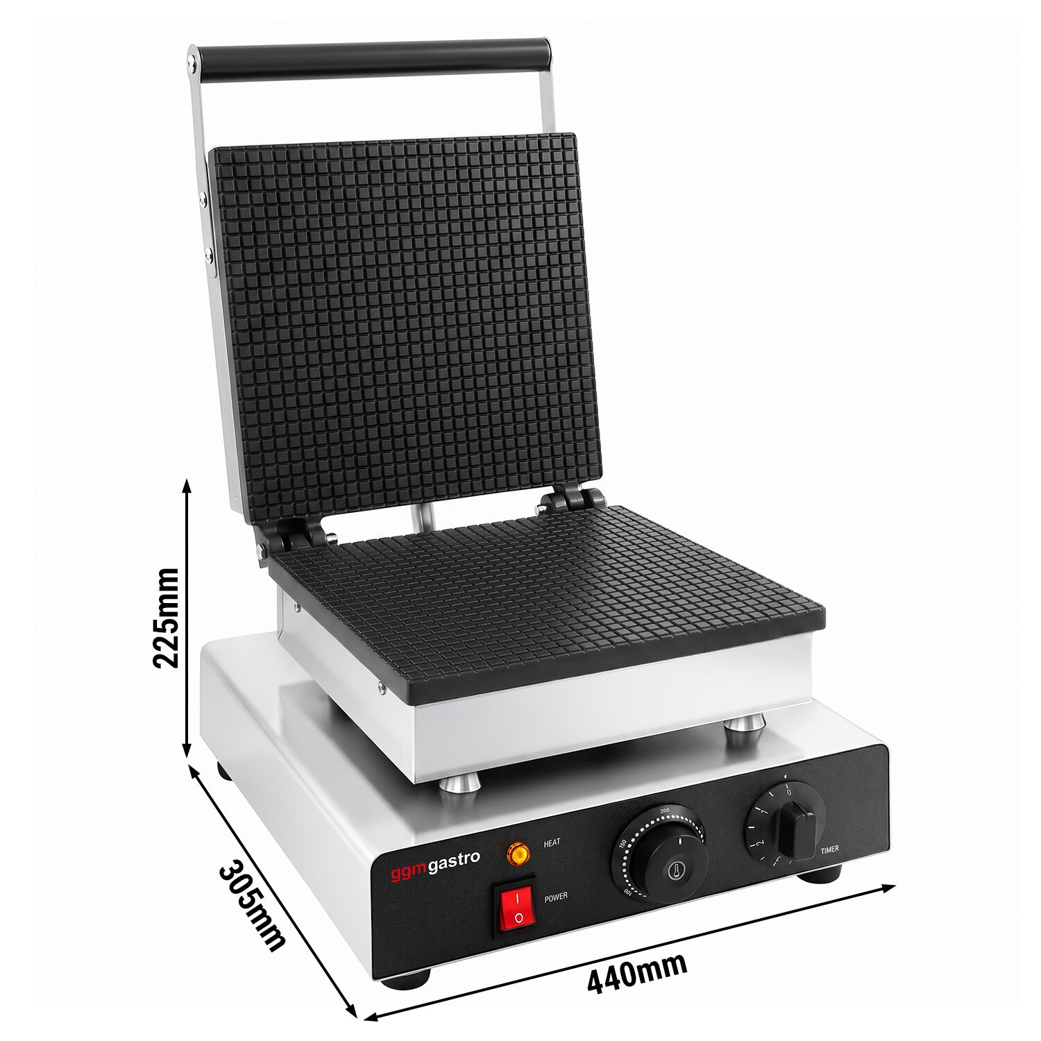 Waffle iron - Single - Manual - 1,75 kW - Shape: Heart - Teflon-coated baking plates