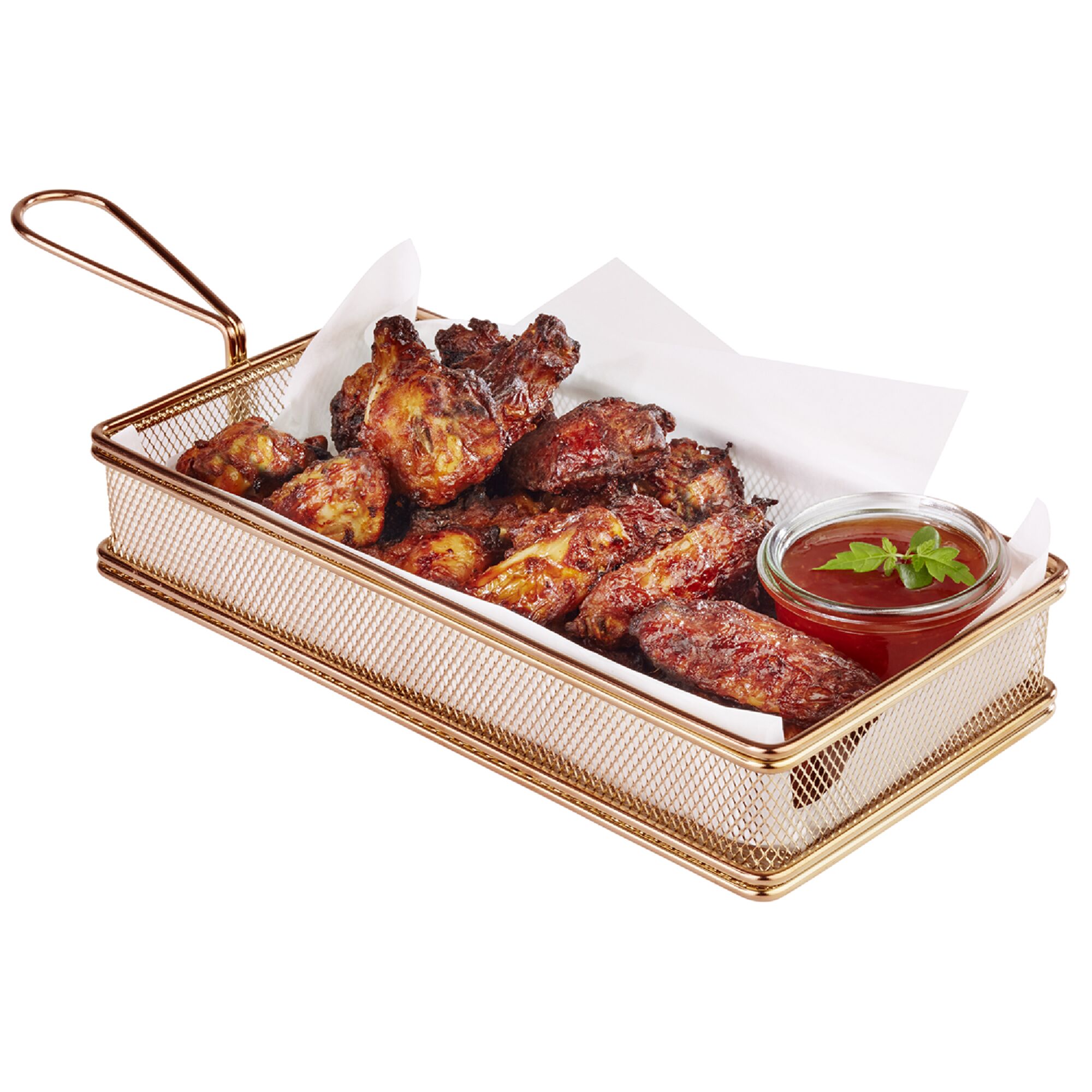 (6 pcs) Serving Basket - SNACKHOLDER - Stainless Steel - Rectangular - 260x130mm - Copper