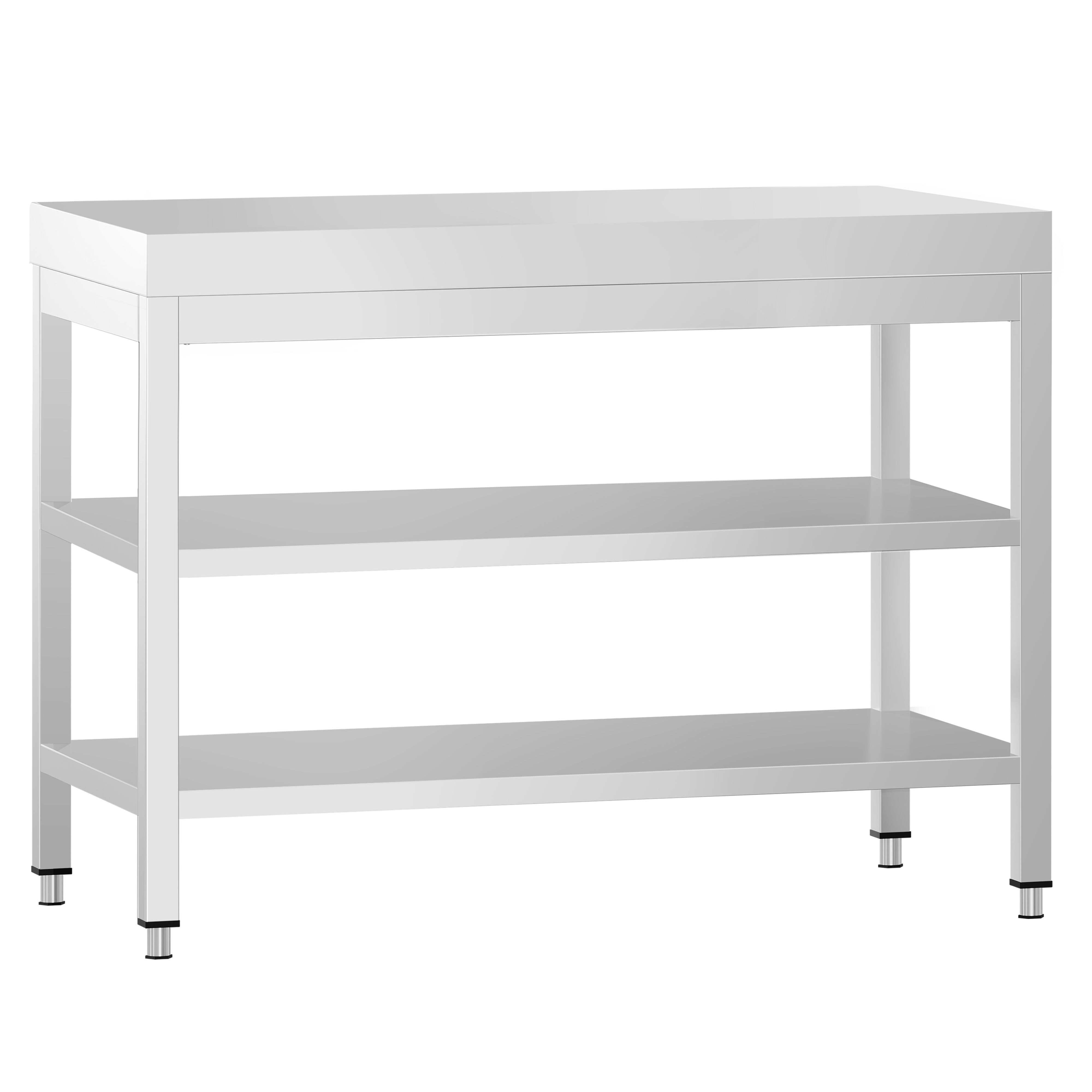 Table de travail inox PREMIUM - 800 x 600 mm - avec tablette inférieure & Tablette intermédiaire
