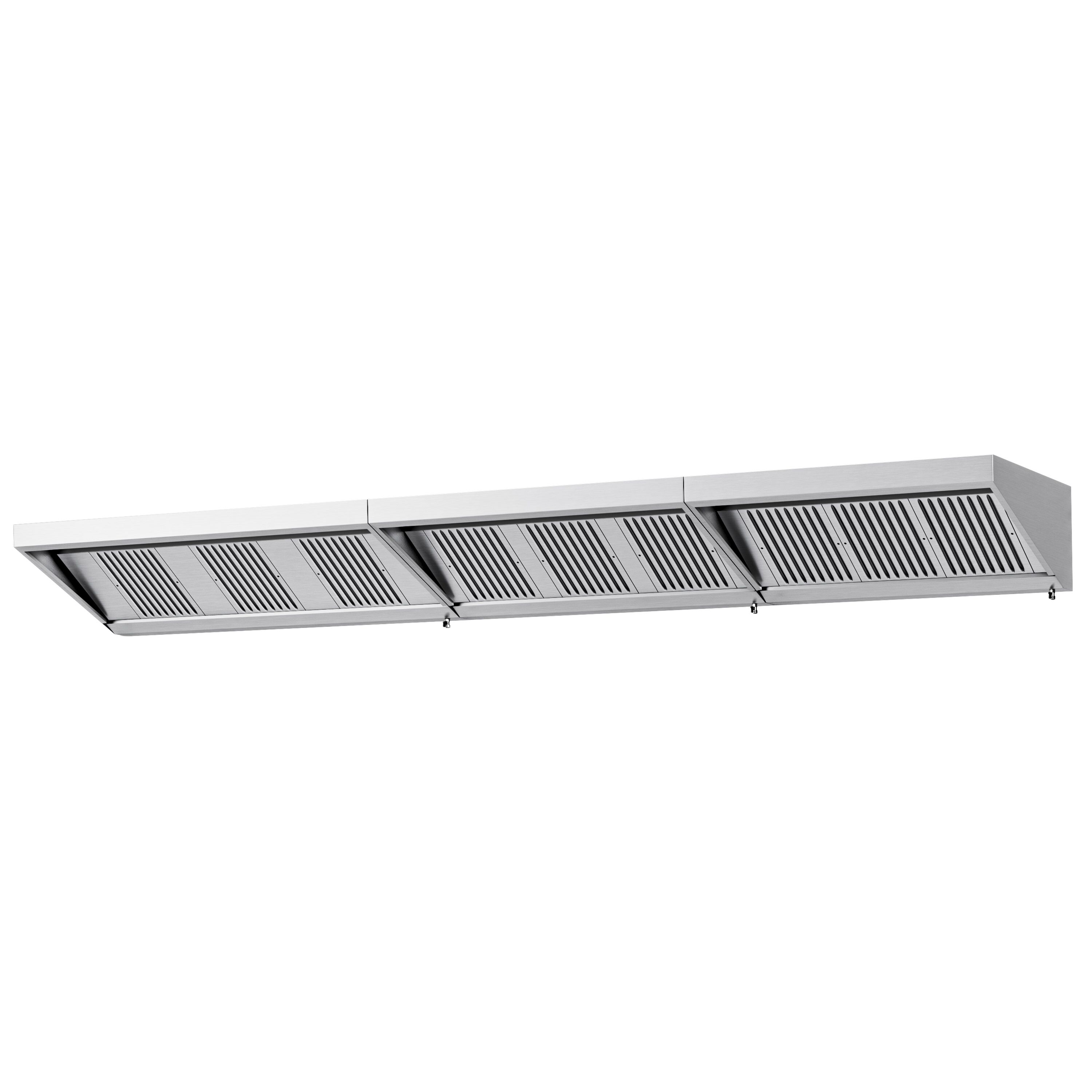 Commercial Wall-Mounted Extraction Canopy - 5000mm - with Baffle Filters & LED Lighting