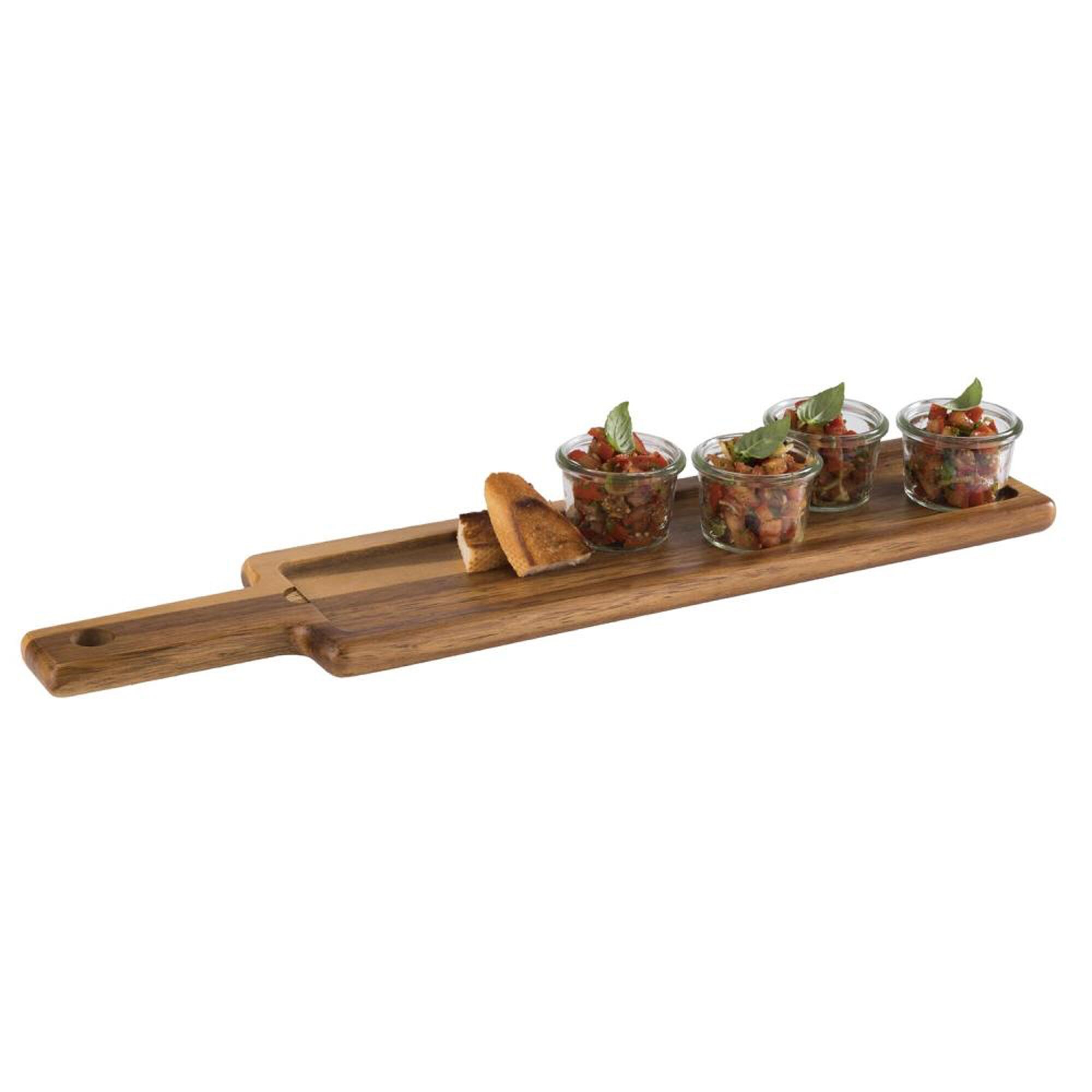 (6 pcs) Planche de service - FUSIONA - Set de 2 pièces - incl. ardoise naturelle - Acacia - 550x120mm