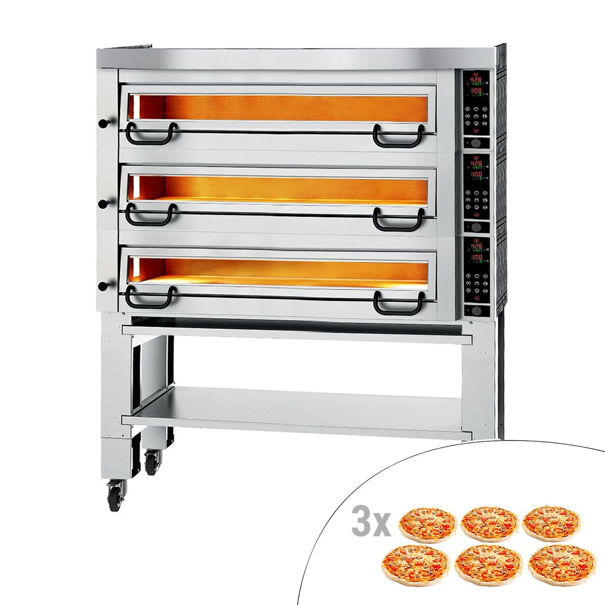 Four à pizza électrique Power - 6+6+6x 34 cm - Numérique - incl. hotte & support