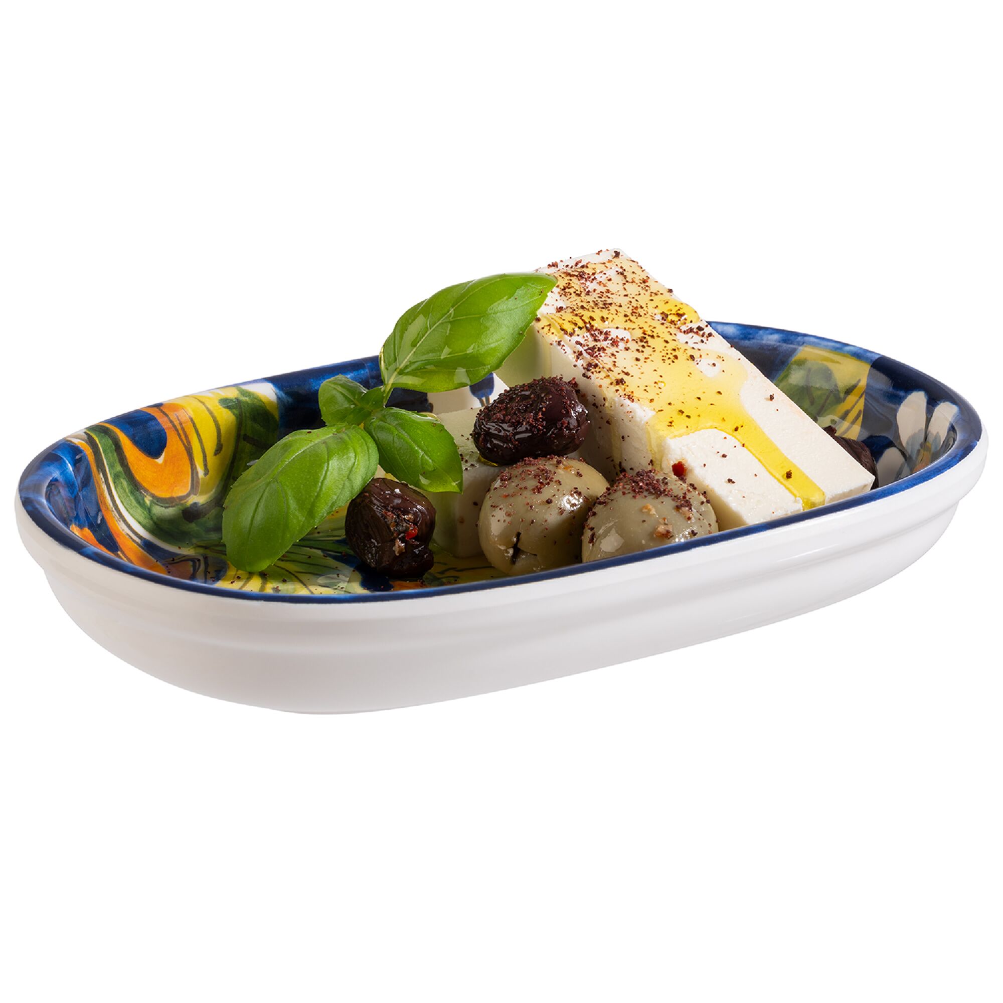 (6 pcs) Coupe - MEDITERRANEAN - Mélamine - 200ml - rectangulaire - 182x115mm - Profondeur : 30mm - Multicolore