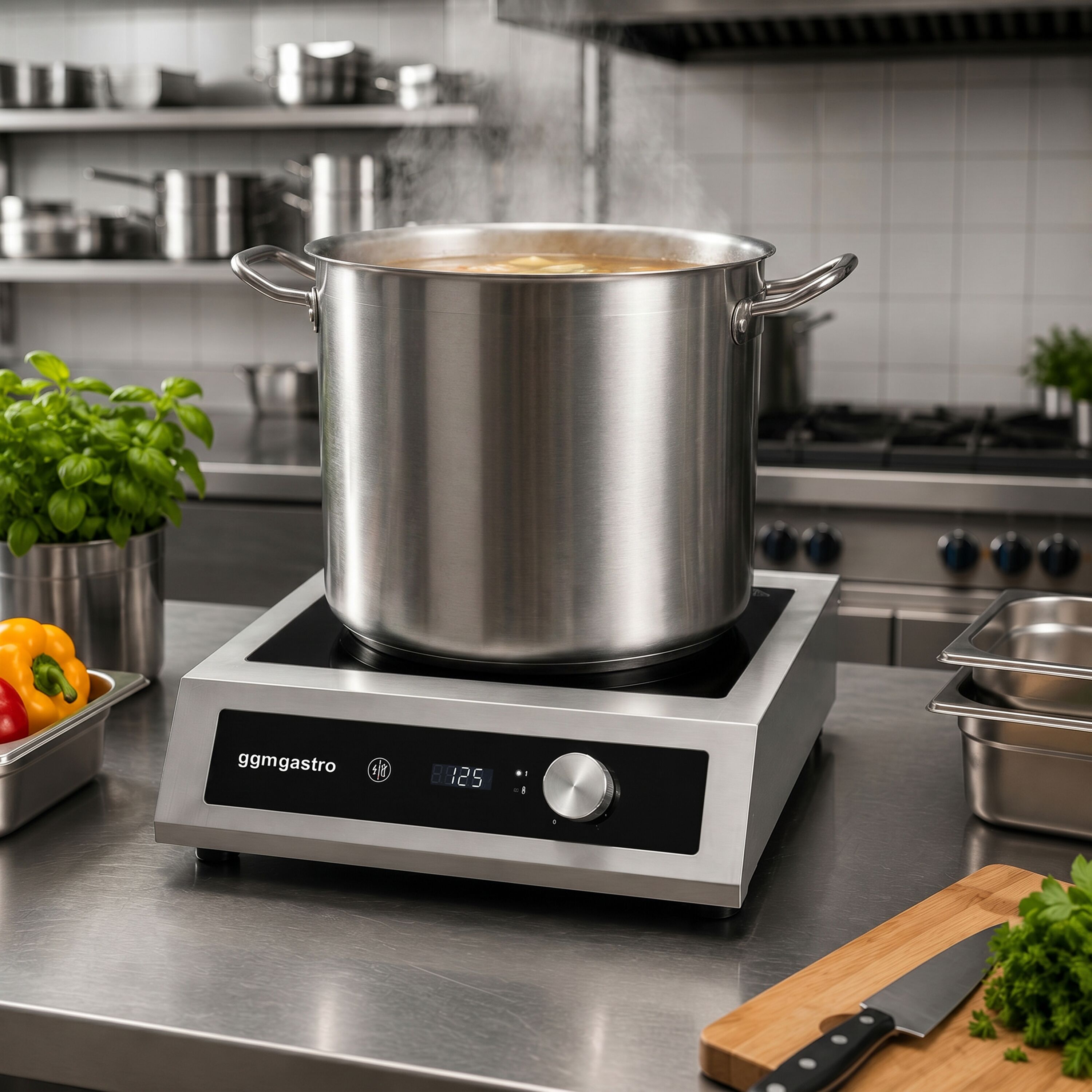 Cuisinière à induction - 5 kW - pour grandes casseroles de 45-50cm de diamètre