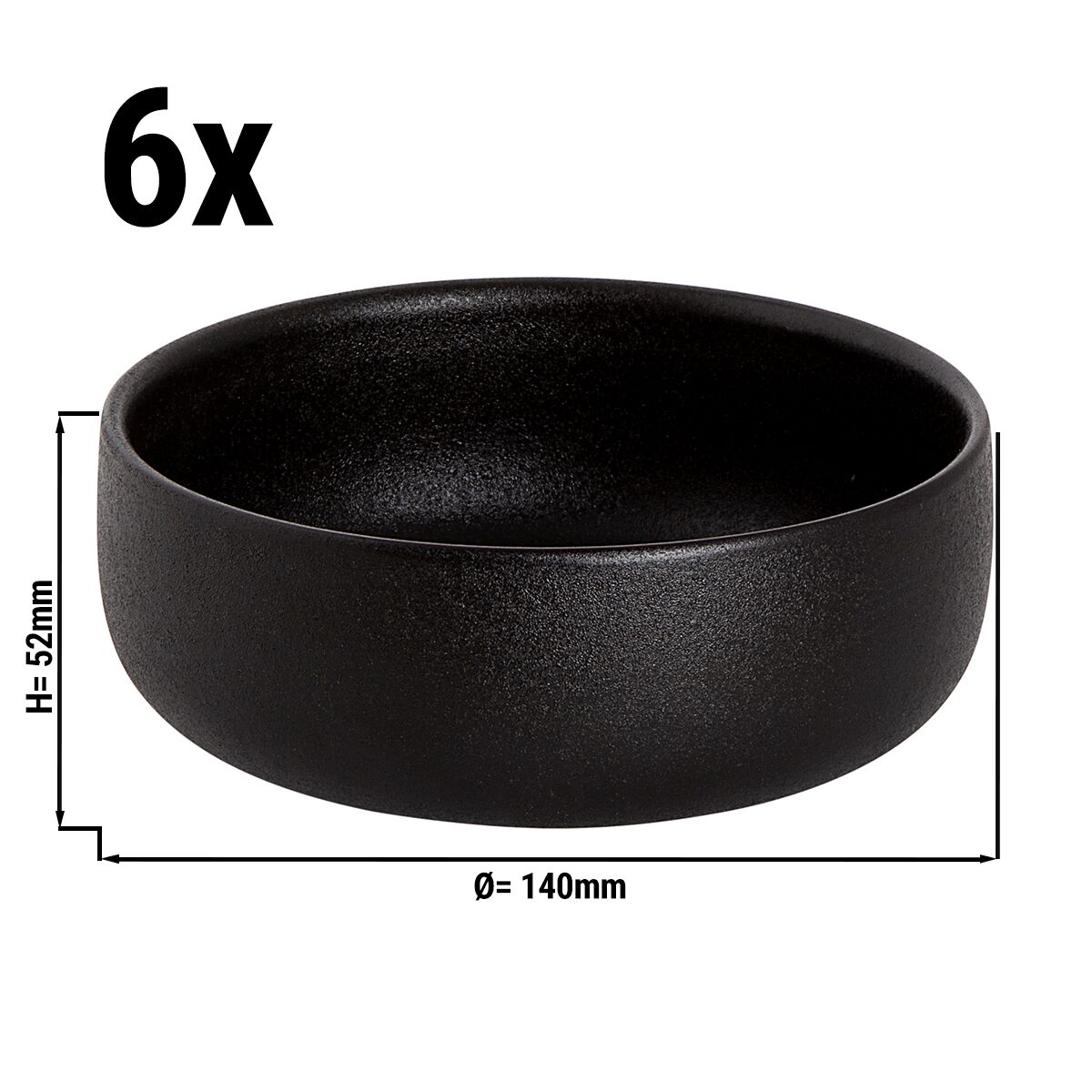 (6 pieces) UNIVERSE - Bowl Maastricht - 65 cl - Ø 14 cm - Black