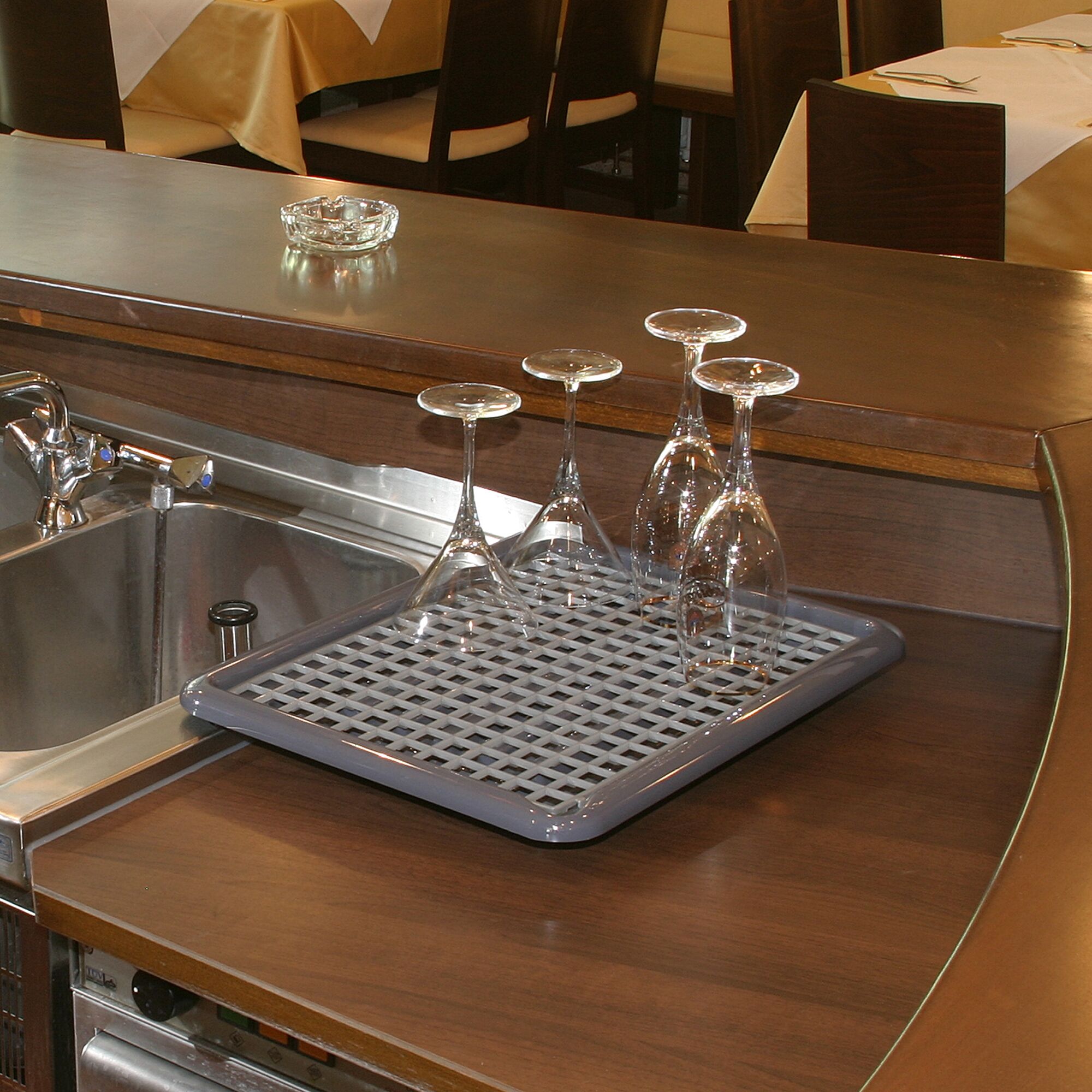 FUCHS | DELFIN® Bac d'égouttage pour verres avec 1 tapis d'égouttage
