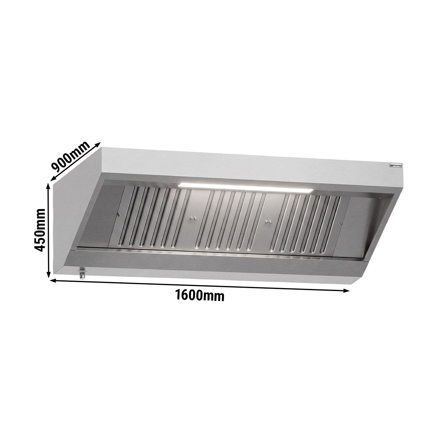 Hotte murale – 1600 mm – avec filtre et éclairage
