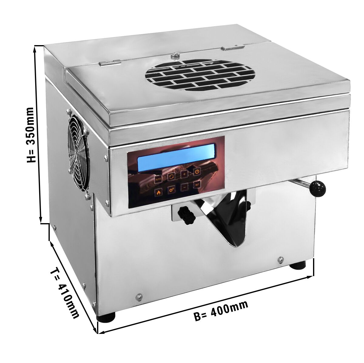 Commercial Countertop Chocolate Tempering Machine - 2,5kg - 500W - incl. Work Shelf - Enrobing Area