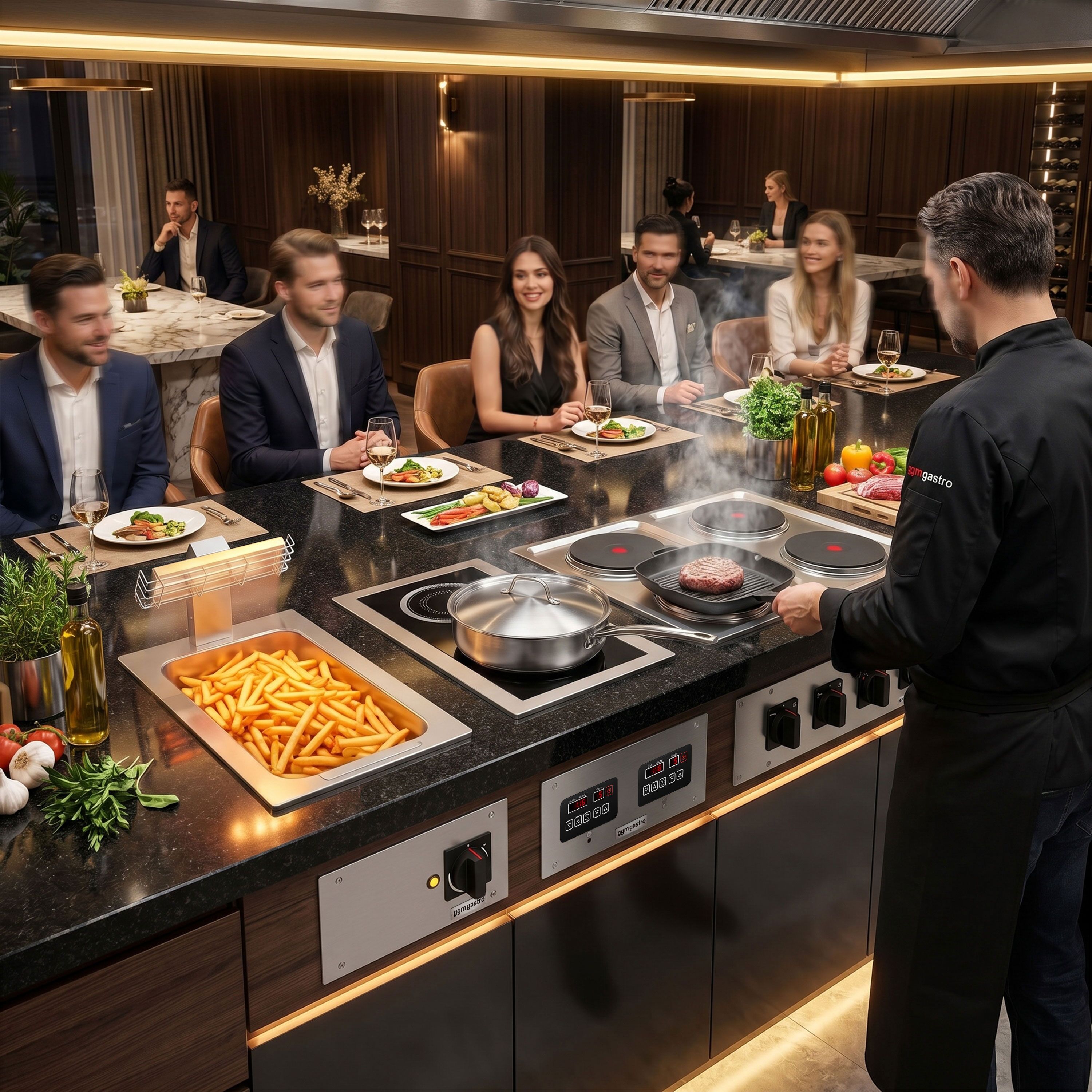 Commercial Drop-in Induction Hob – 3 kW – 2 Cooking Zones
