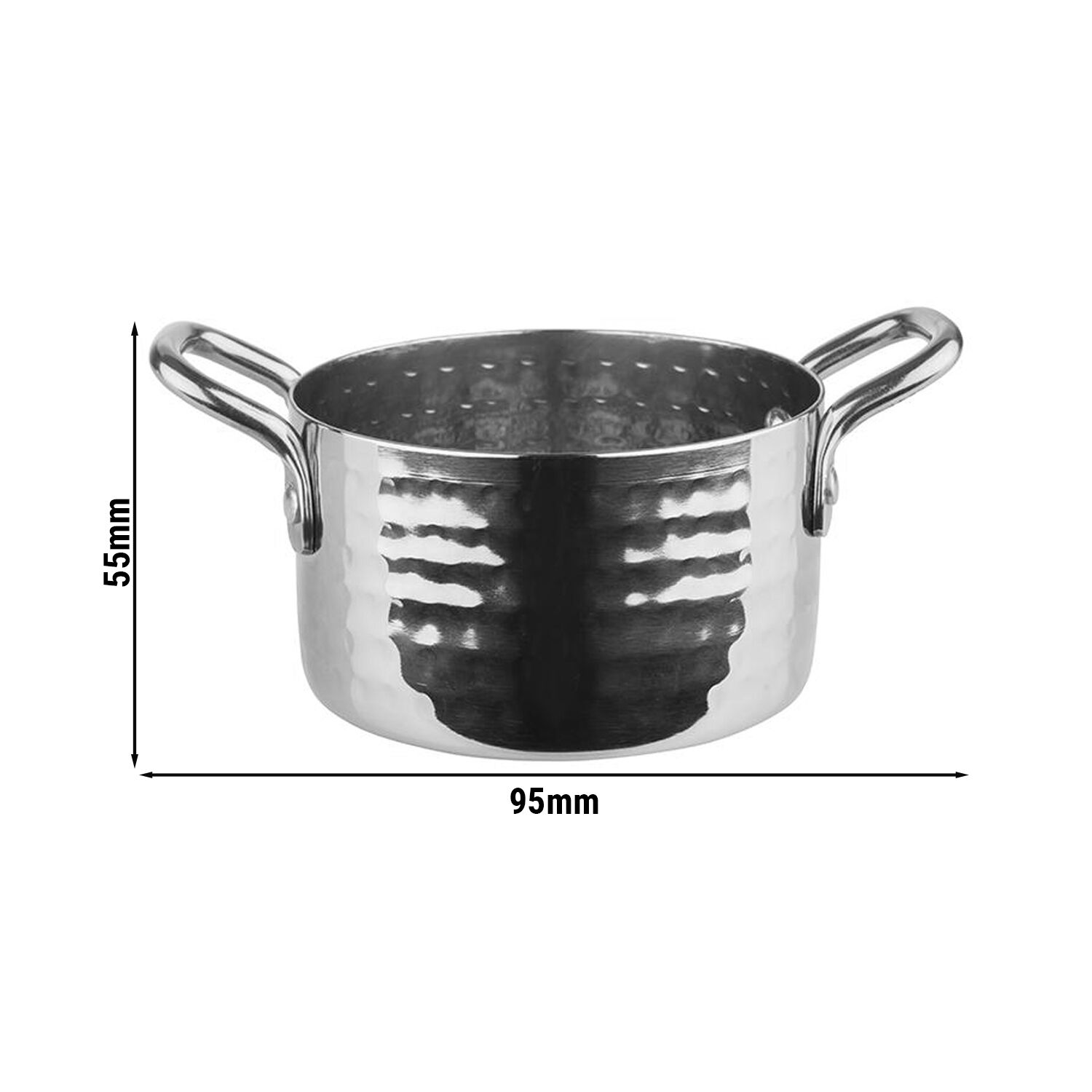 (6 pcs) Mini poêlon MUMBAI - Acier inoxydable - 0,3L - Ø95mm - Hauteur:55mm - 95x95x55mm