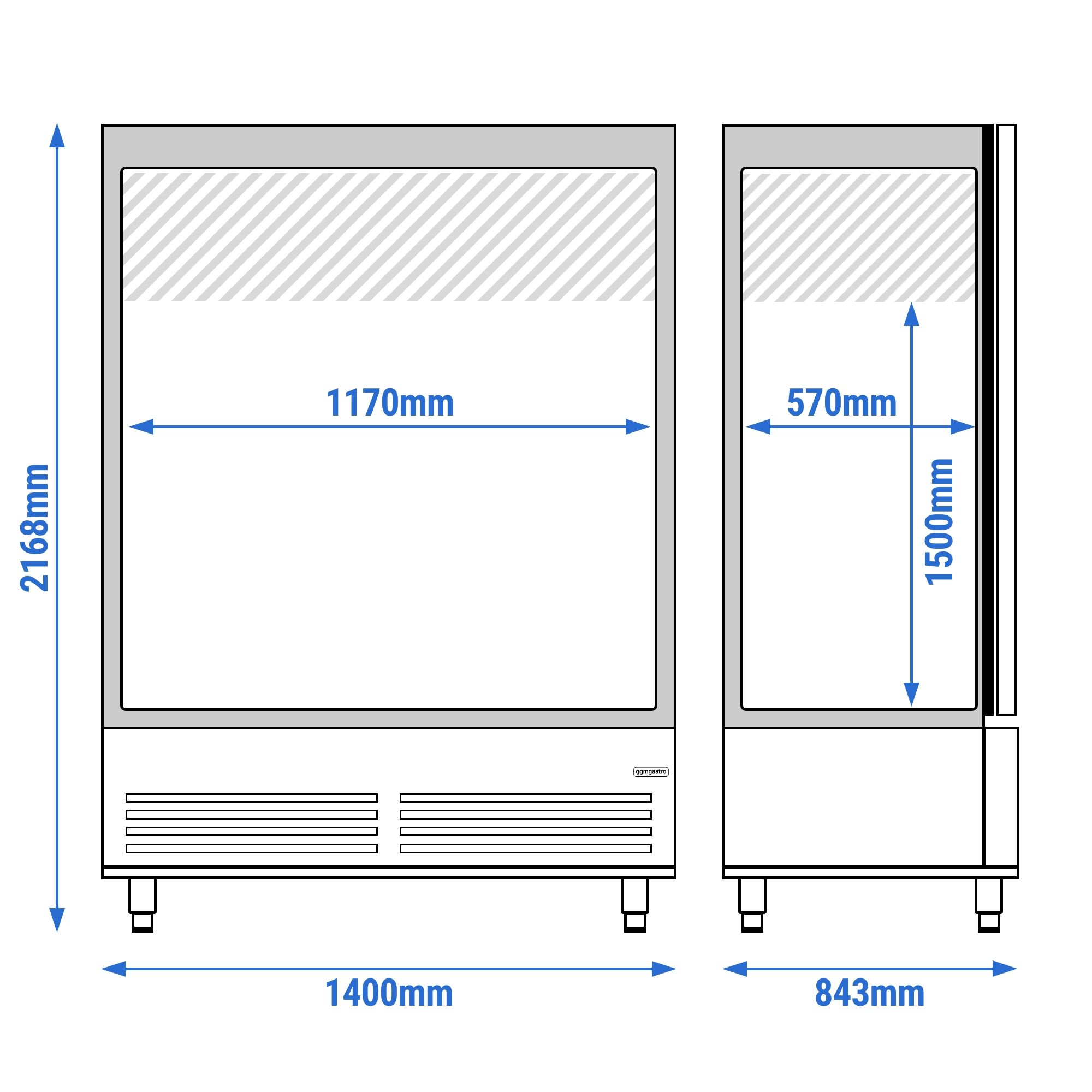 Armoire réfrigérée vitrée positive Inox AISI 430 PREMIUM - GN 2/1 - 1400 L - avec 2 portes vitrées