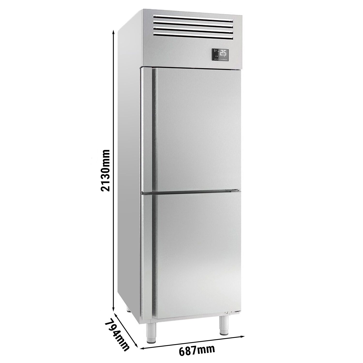 Armoire réfrigérée positive Inox AISI 304 PREMIUM PLUS - GN 2/1 - 560 L - avec 2 portes