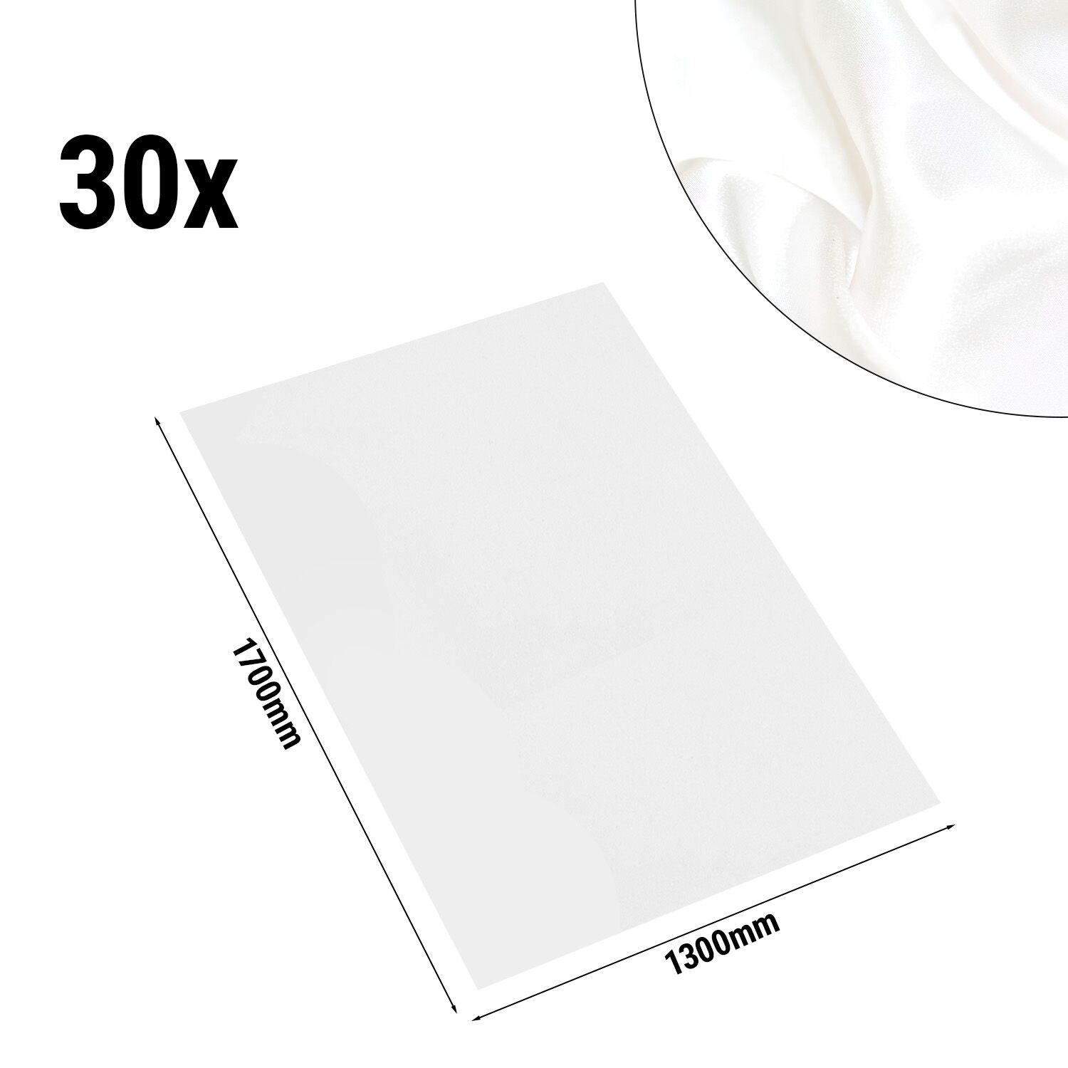 (30 pièces) Nappe damassée Porto - satin lisse - 220 g/m² - 130 x 170 cm - Blanc