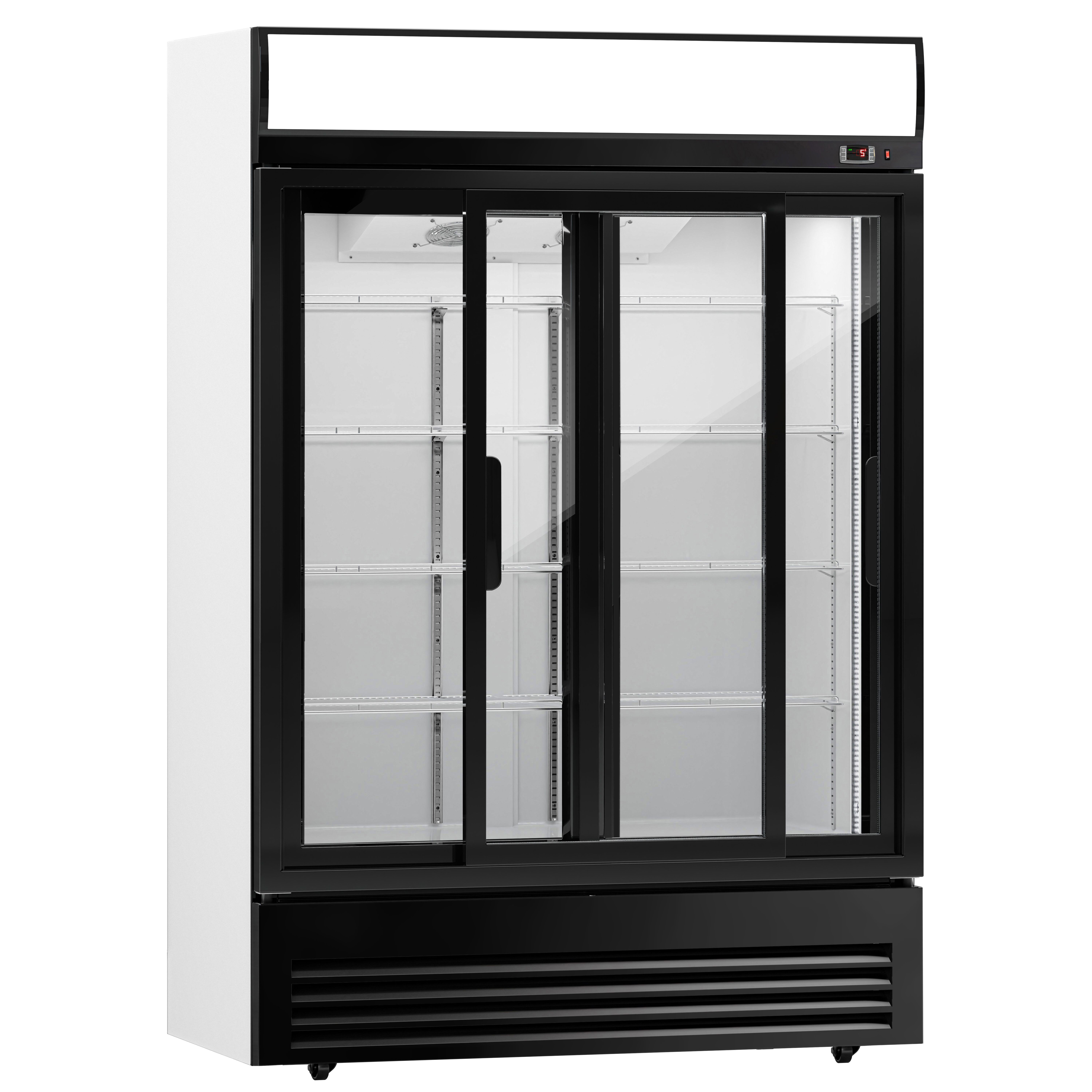 Vitrine réfrigérée à boissons - 880 litres - avec 2 portes coulissantes en verre et écran publicitaire