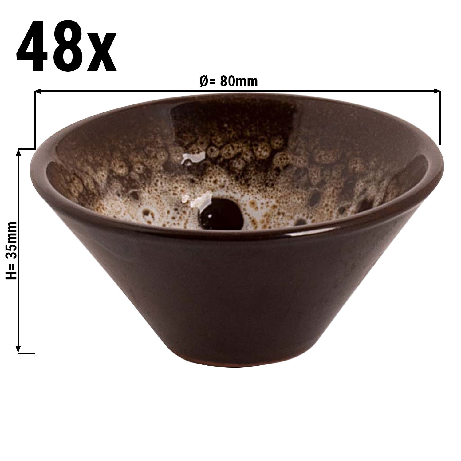 (48 pcs) Coupe - SABANA - Grès (Stoneware) - 50ml - Ø 80mm - Brun/Blanc