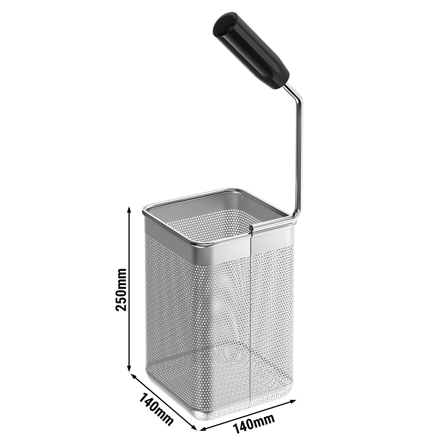 GN 1/6 Panier à pâtes - 140x140x250mm - Inox - GN 1/6 - avec poignée ergonomique - pour cuiseur à pâtes - Série Mario - Norme CE