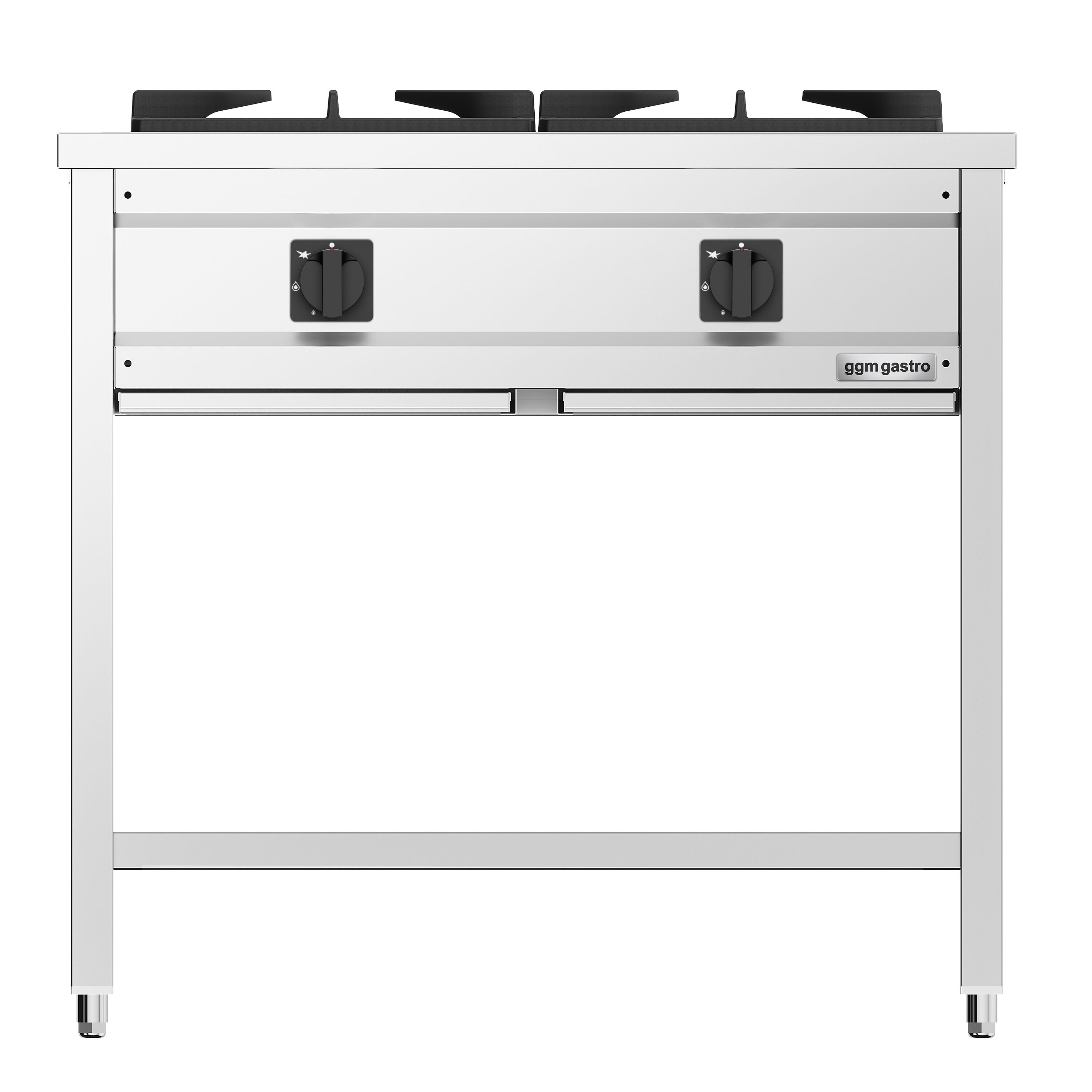 Fourneau à gaz – 17 kW – 2 brûleurs – ouvert avec socle de base & tiroir de récupération
