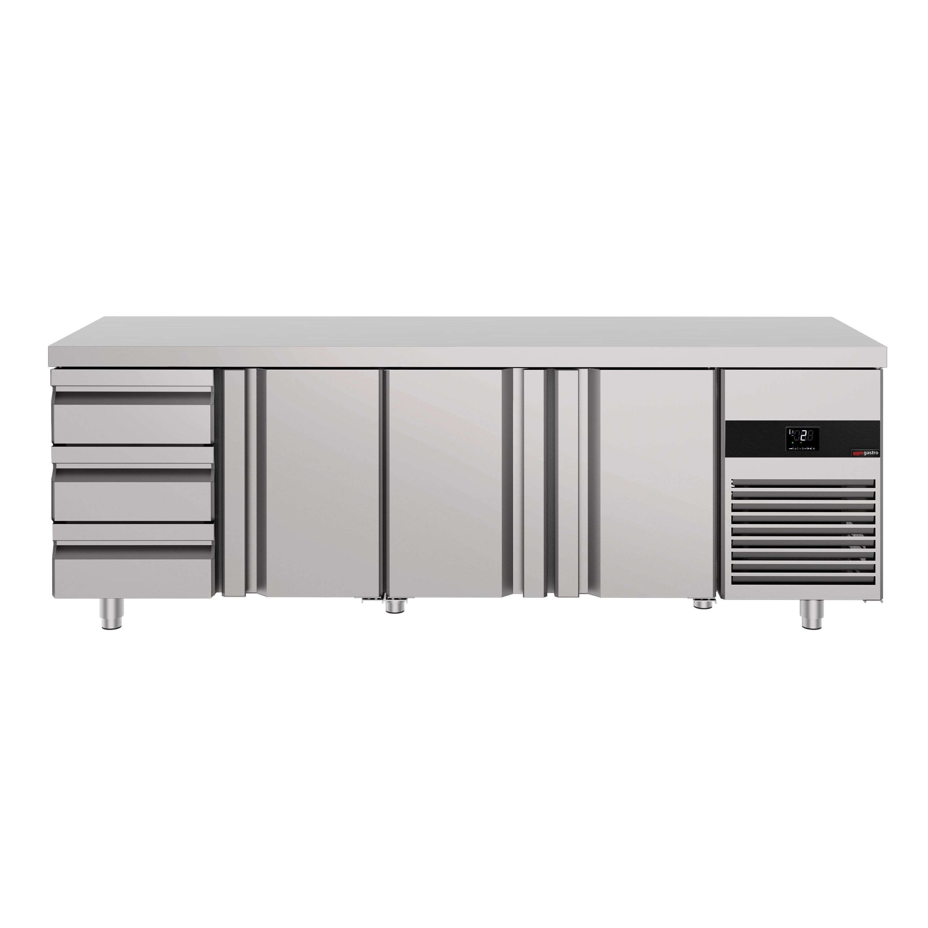 Table réfrigérée PREMIUM - 2330 x 700 mm - avec 3 portes - 3 tiroirs