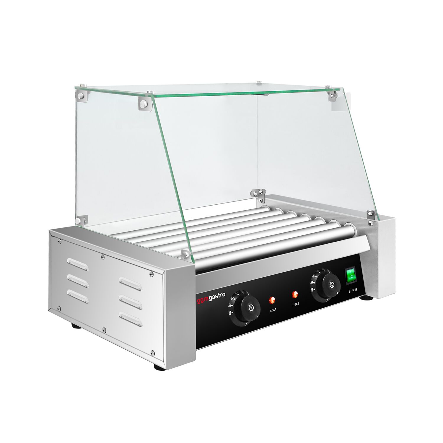 Grill do hot dogów - 7 rolek & z osłoną ze szkła hartowanego