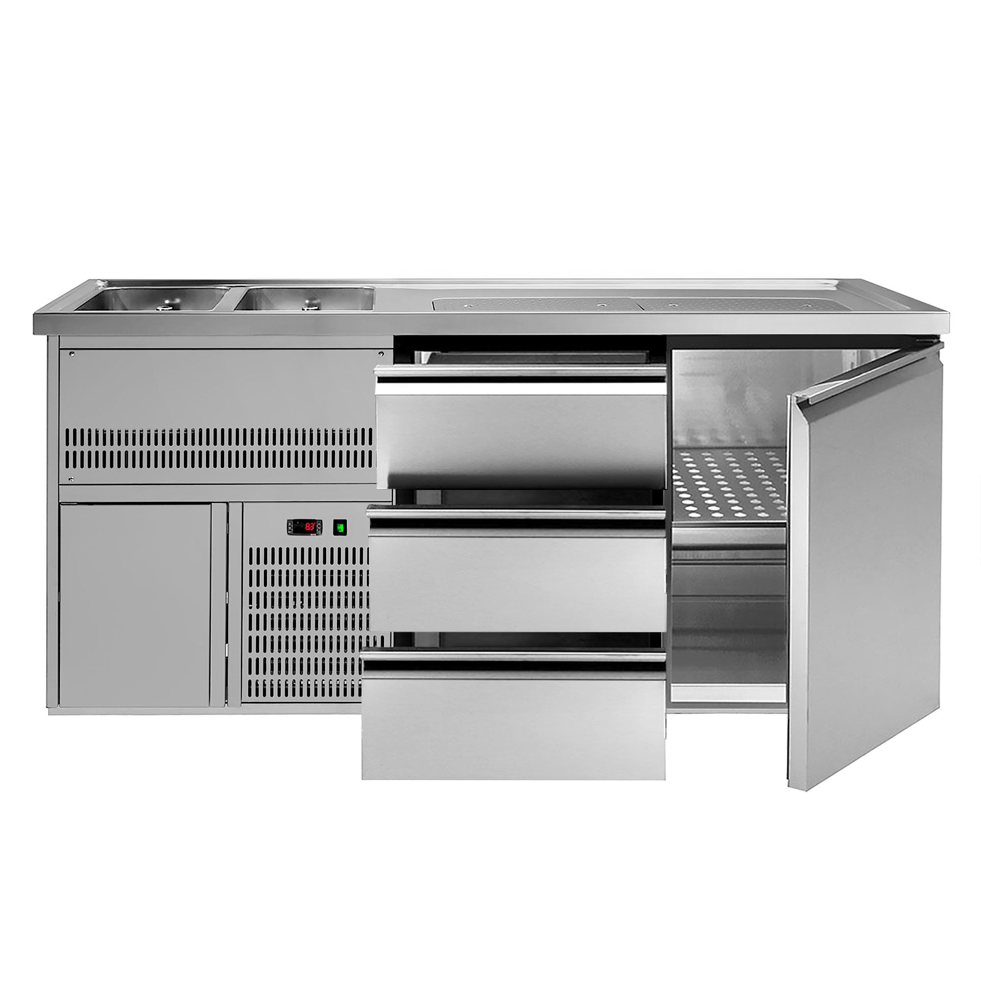 Comptoir à bière Premium PLUS – 1950 × 700 mm – 1 porte & 3 tiroirs