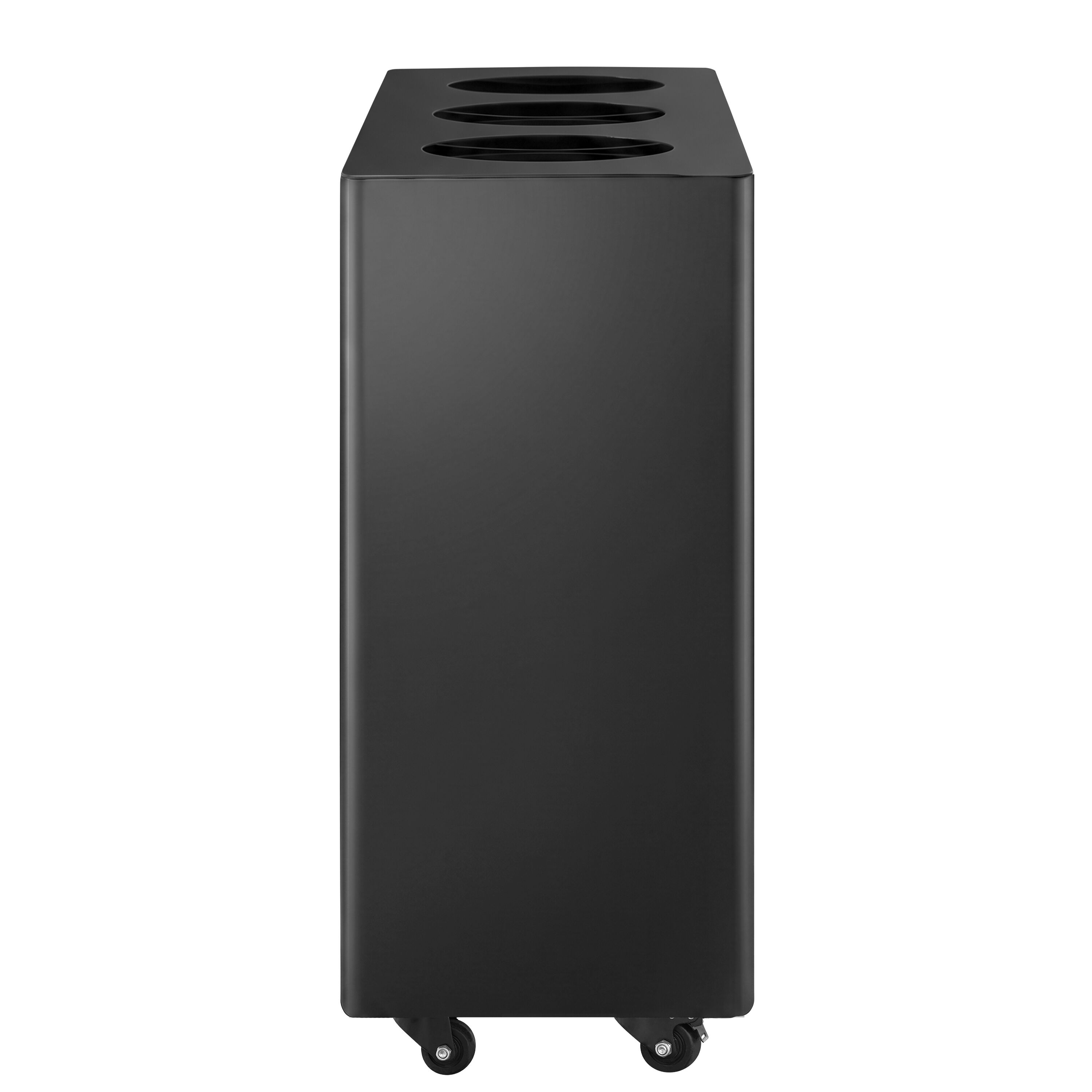 Waste sorting system – 3 bins, 30 litres each – Black – with 4 castors
