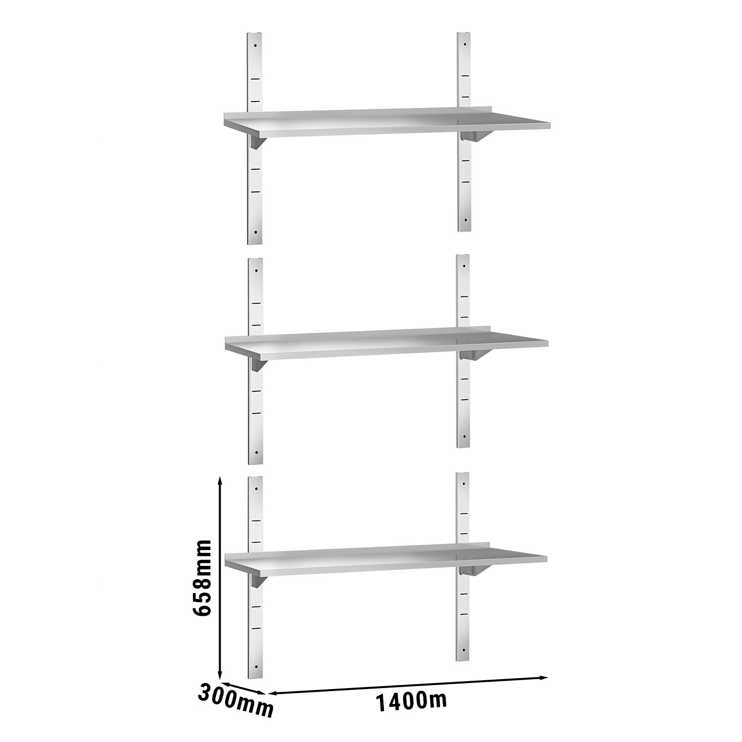 Étagère murale PREMIUM - 1400 x 300 mm - avec 3 niveaux