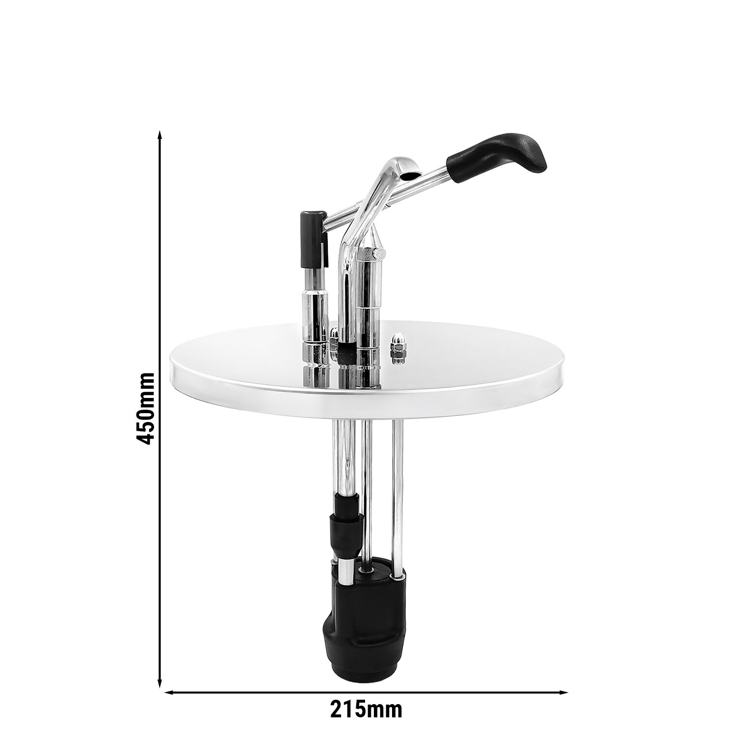 Pompe à sauce - 8L - à levier - dosage réglable - compatible avec bac inox rond 8L - acier inoxydable - 215x450mm - sans cuve