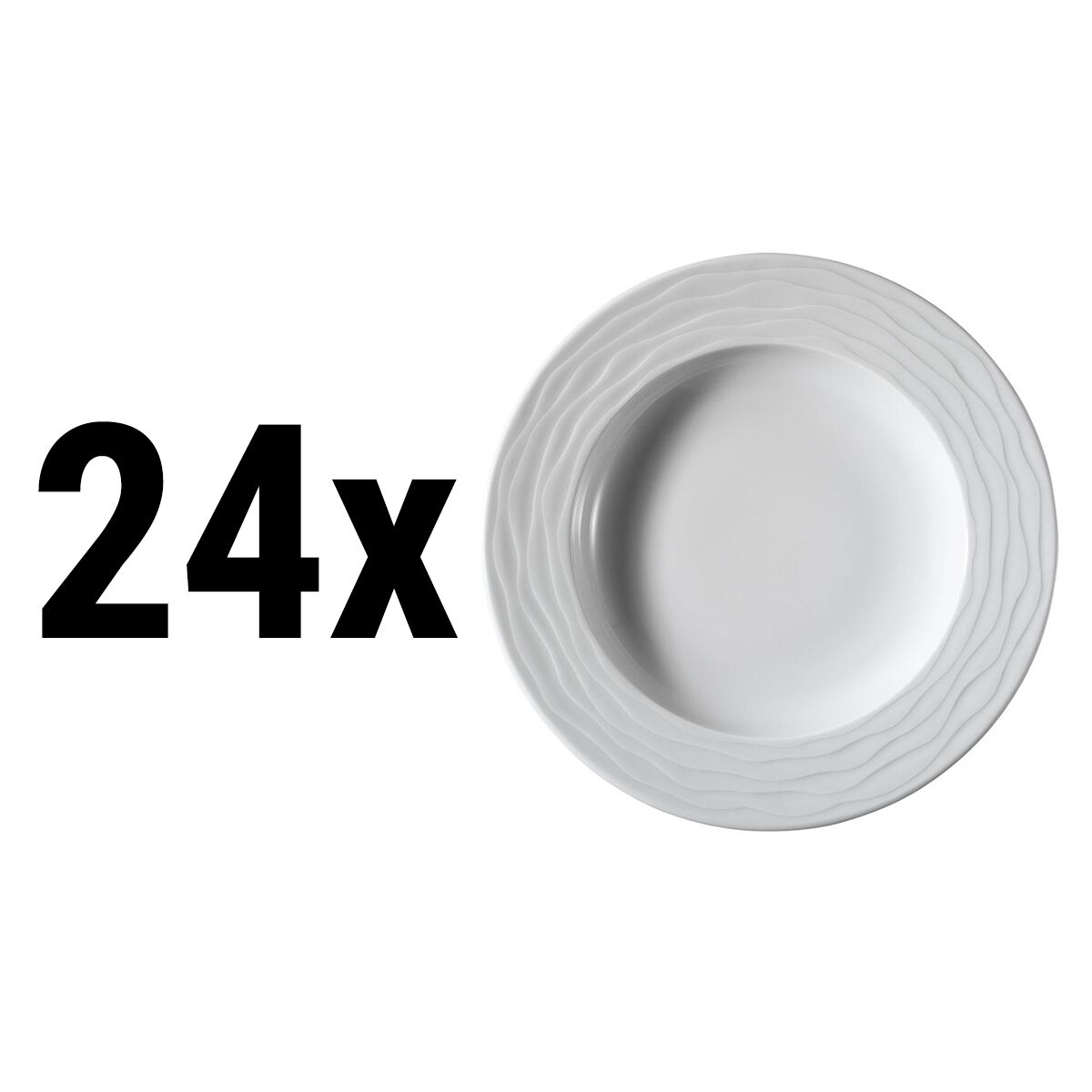 (24 pièces) SEA WAVE - Assiette - Creuse - Ø 230 mm - Blanc