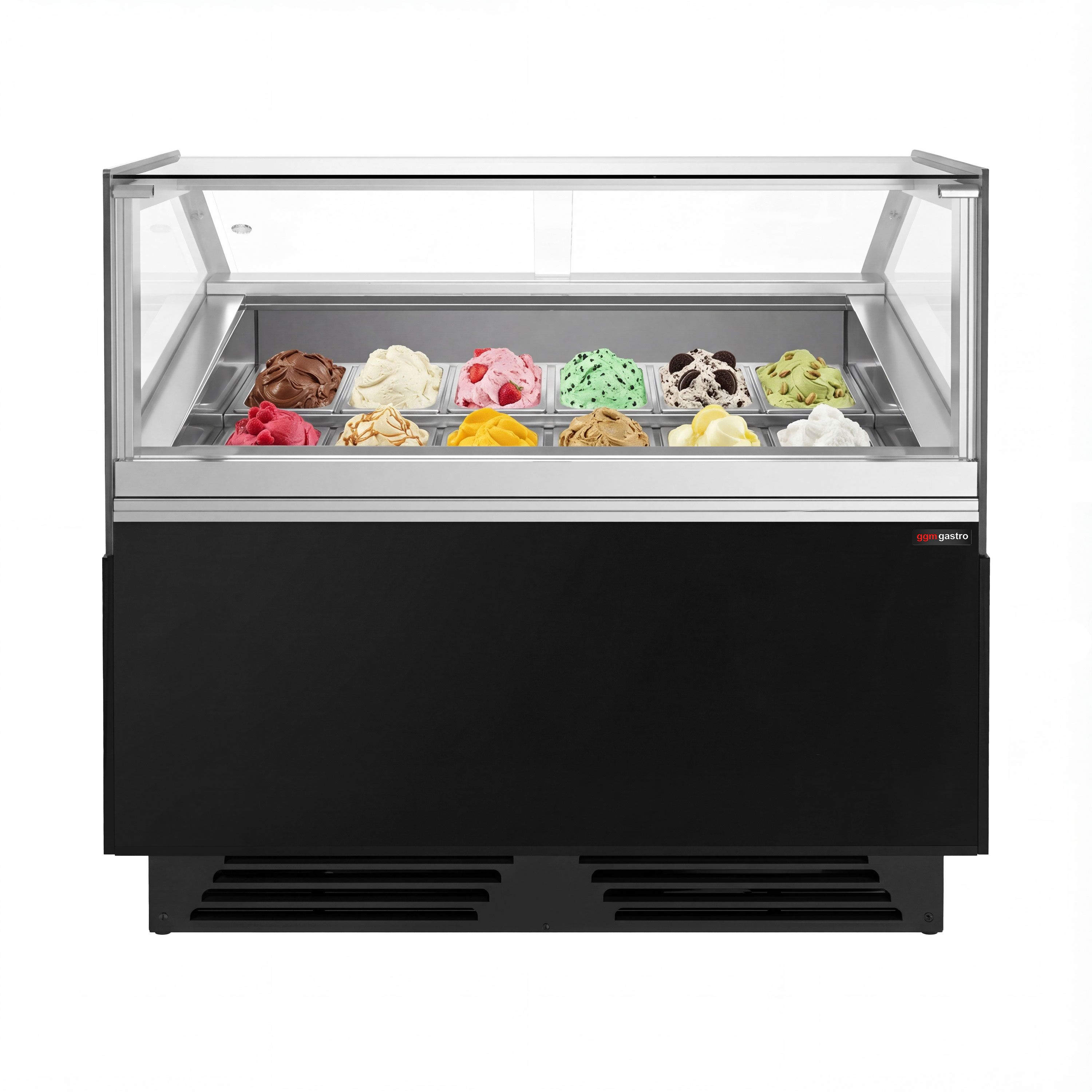Vitrine à glace ADAM – 1200 mm – refroidissement ventilé – pour 12 bacs à glace de 5 litres ou 8 bacs de 7 litres – Noir