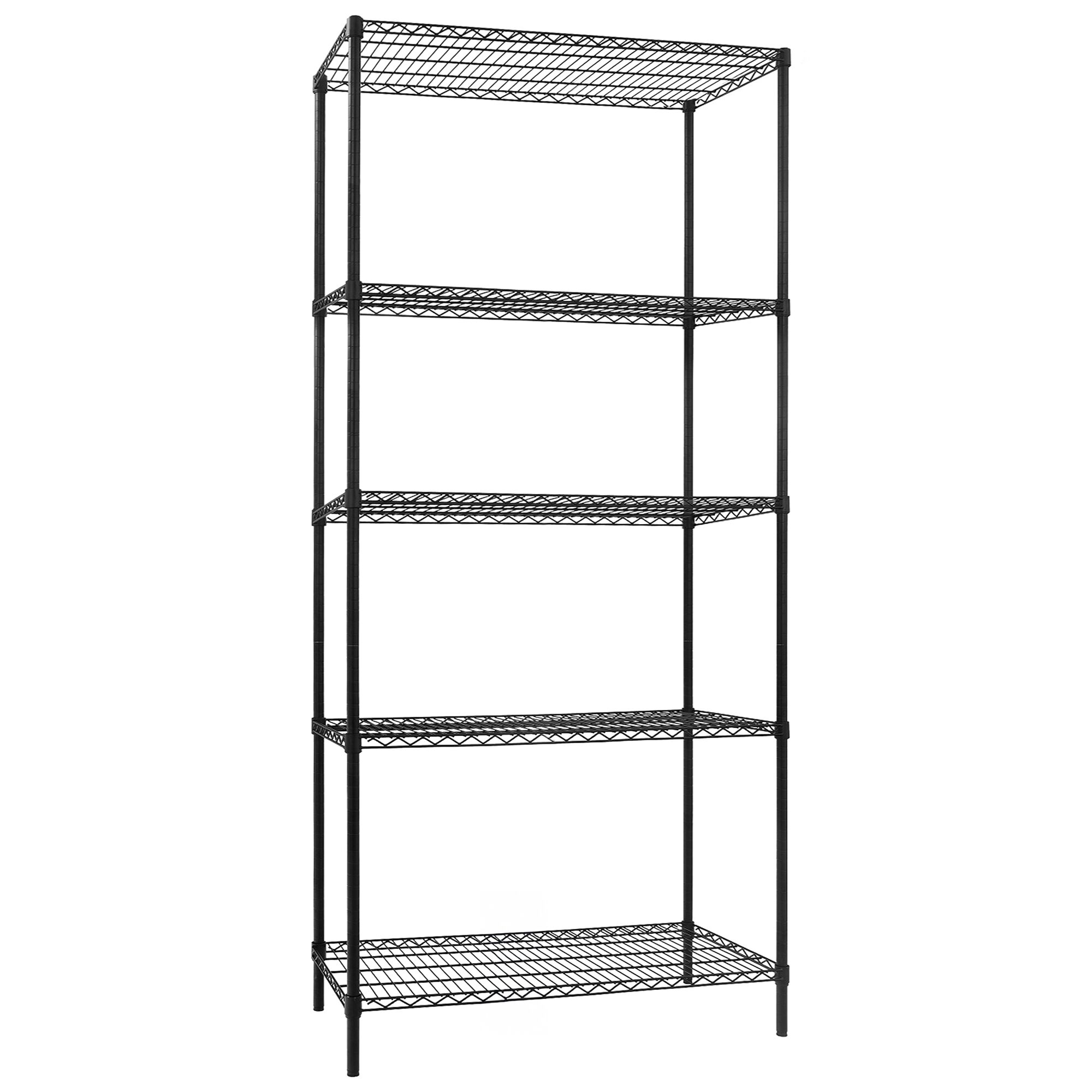 Étagère en acier - 900 x 450 mm - 5 étagères - Noir