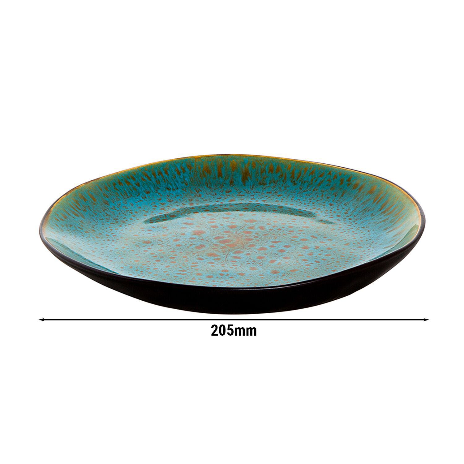 (6 pièces) LOTUS - Assiette - Plate - Ø 205 mm - Turquoise / Noir