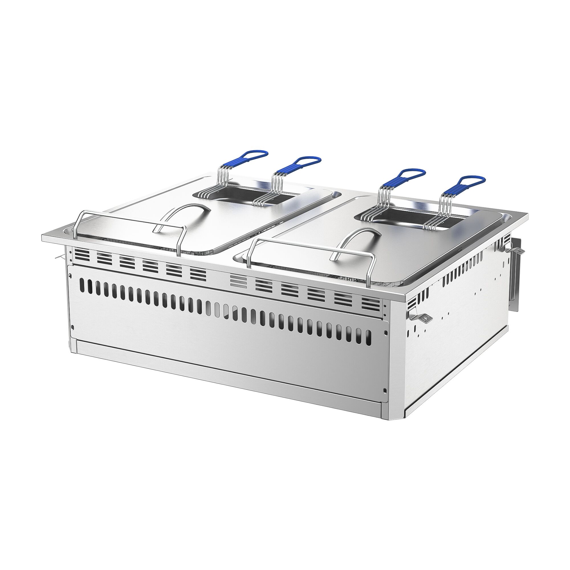 Friteuse double électrique professionnelle encastrable - 13+13L - 24kW - avec robinet de vidange