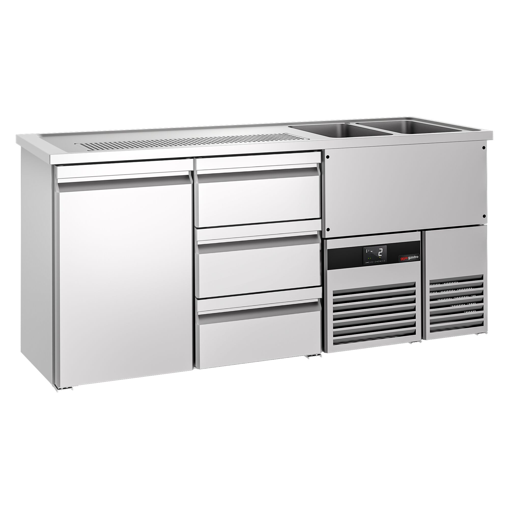 Comptoir de bar réfrigéré PREMIUM - 1950x700mm - 1 porte & 3 tiroirs