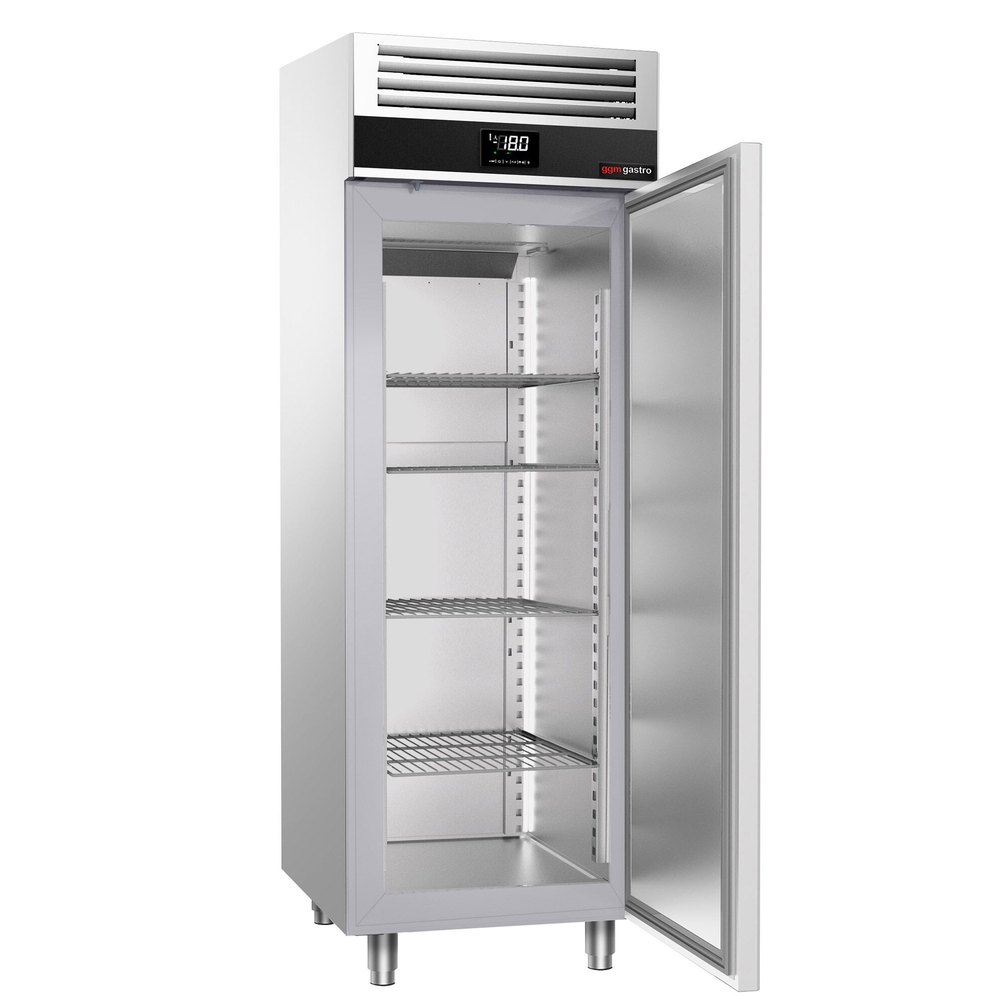 Armoire réfrigérée négative en acier inoxydable PREMIUM - GN 2/1 - 700 L - avec 1 porte vitrée & Glissières GN & 3 grilles GN 2/1