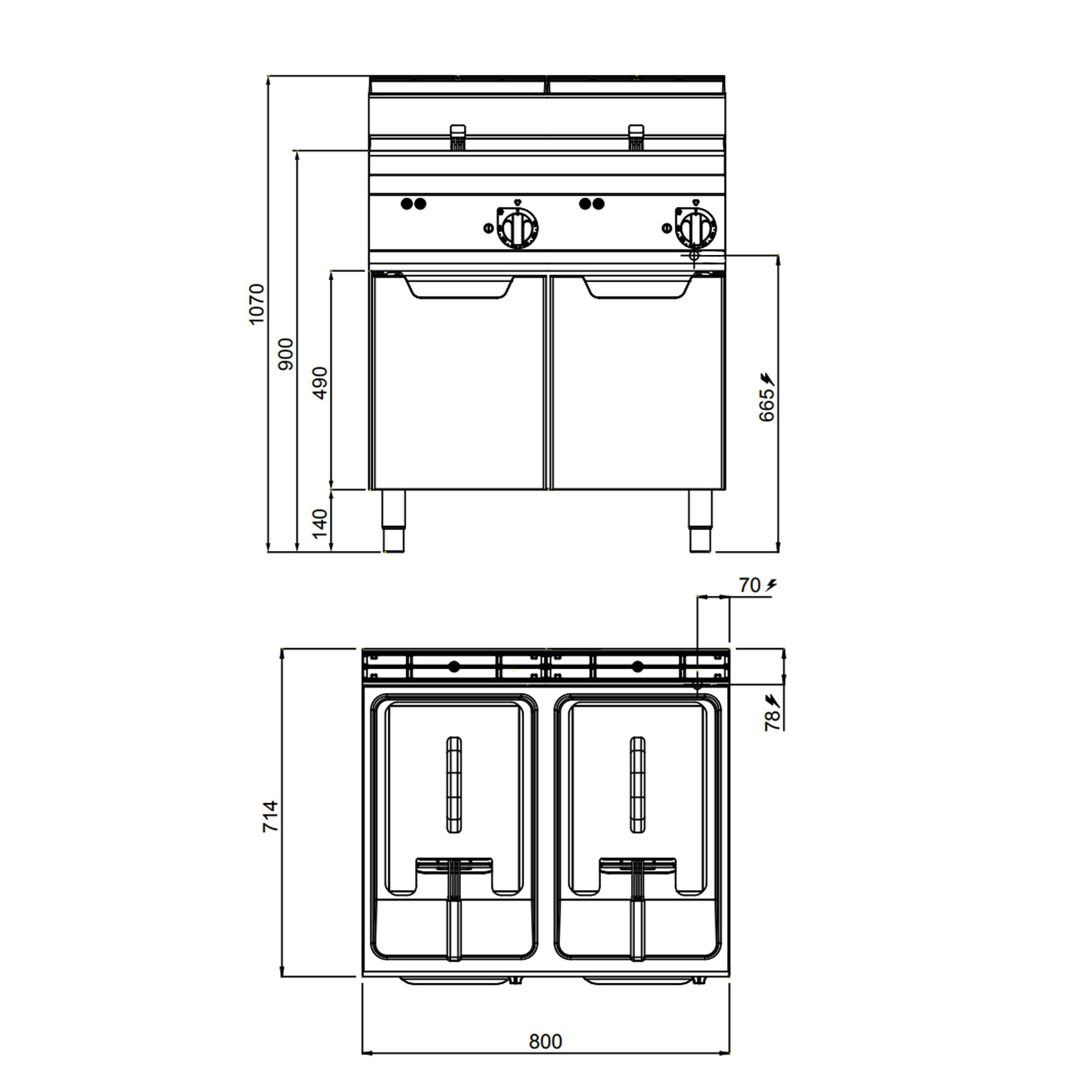 Friteuse électrique double – 10+10 litres – 18 kW
