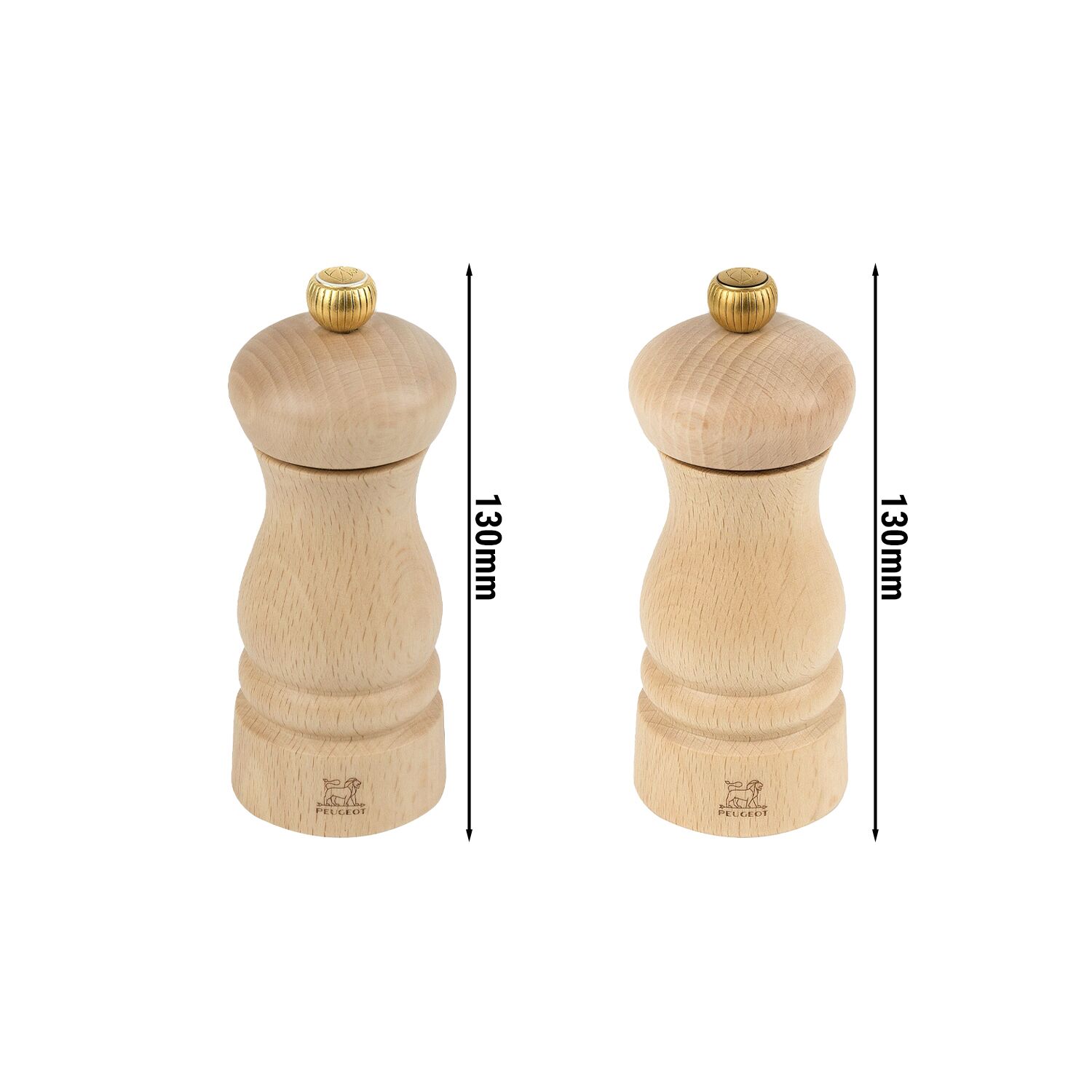 (6 pièces) PEUGEOT | CLERMONT – Moulins à sel & Poivre – Bois – Naturel – Hauteur : 130 mm
