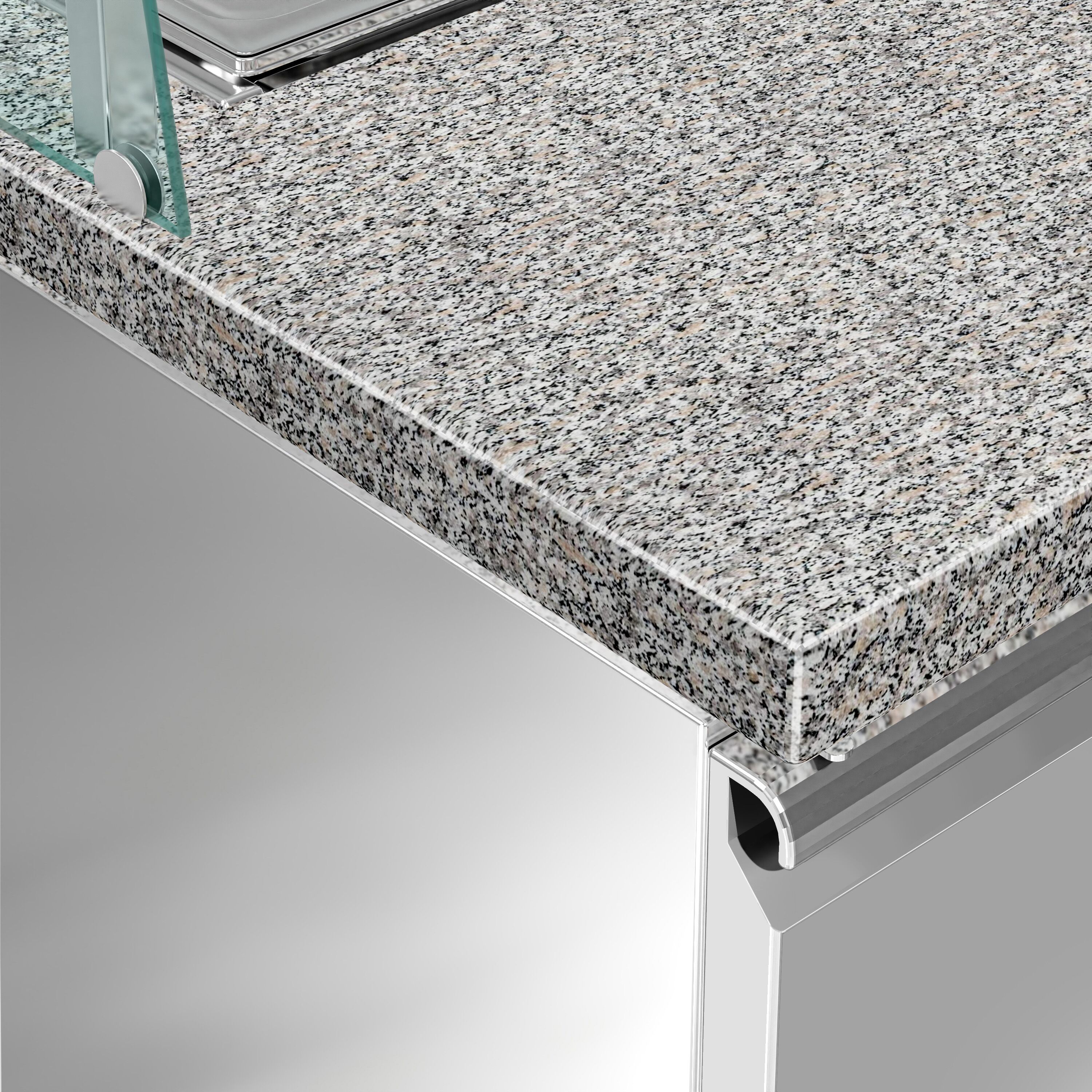Saladette réfrigérée PREMIUM - 1515mm - 390L - 2 portes - avec vitrine de comptoir pour 4x GN 1/1 & 1 étagère - plan de travail en granit noir