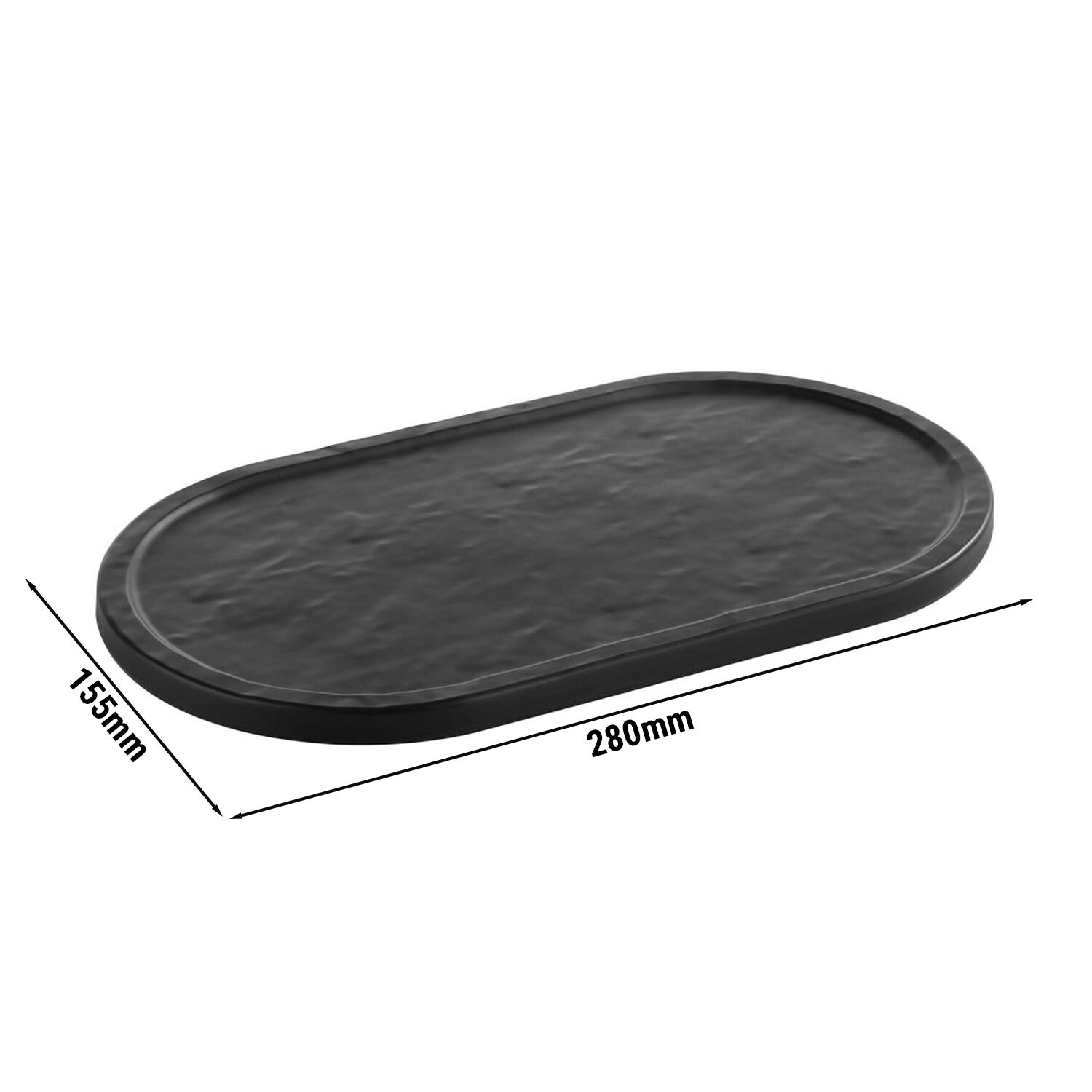 (6 pcs) Plateau de présentation - SLATE - Mélamine - 280x155mm - Hauteur:10mm - Noir - empilable, compatible lave-vaisselle