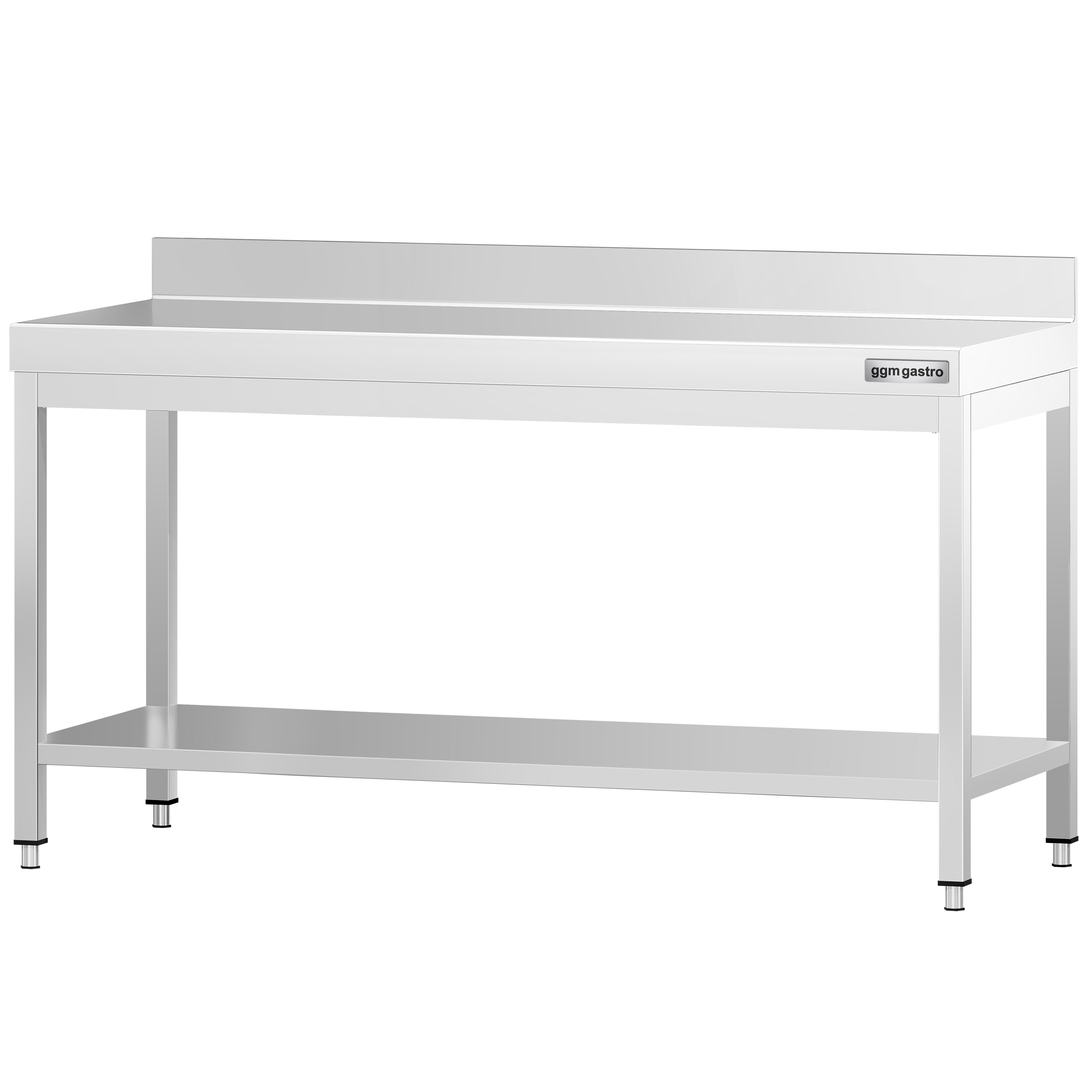 Table de travail inox PREMIUM - 2000 x 800 mm - avec tablette inférieure & Dosseret