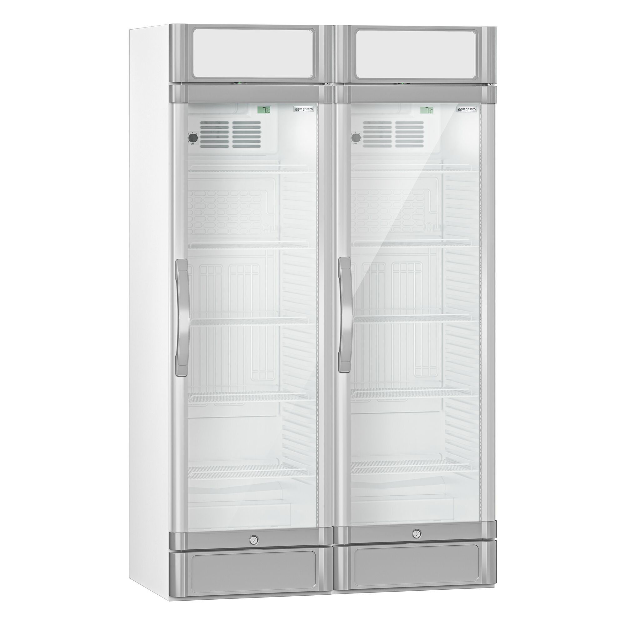 (2 pcs) Vitrine réfrigérée à boissons - 1190mm - 694 L - 2 portes vitrées - avec écran publicitaire LCD - éclairage LED - affichage digital de la température - +2 à +10 °C